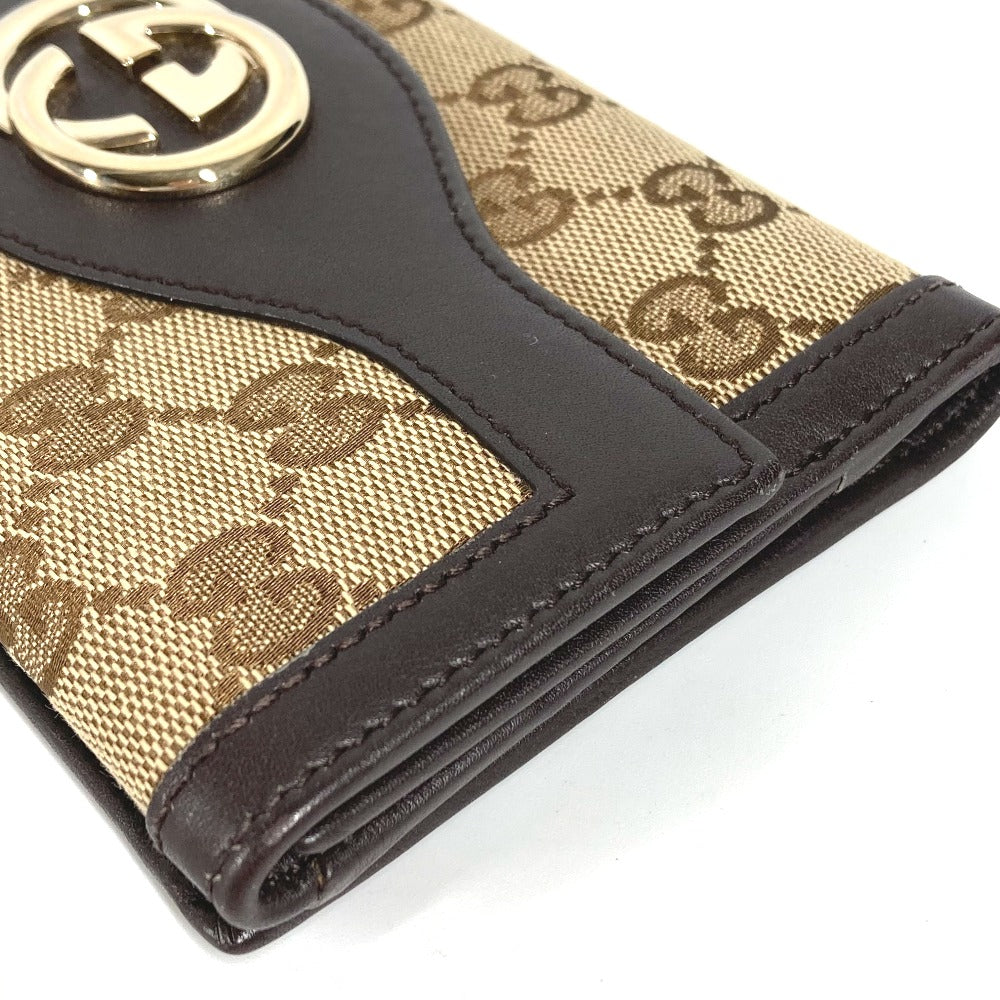 GUCCI Long Wallet Purse 282426  GG canvas / leather beige GG long wallet Interlocking G Women
