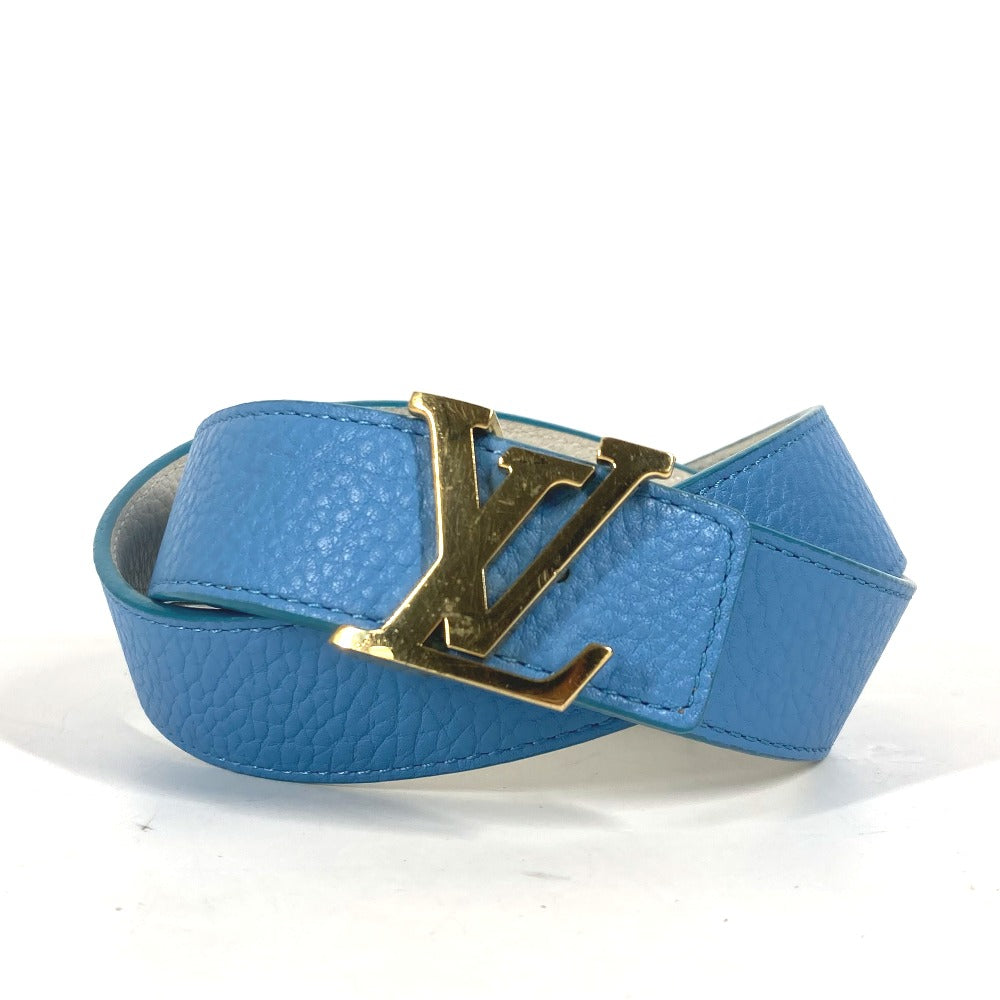 LOUIS VUITTON belt N9040W Taurillon Clemence Leather blue By color LV buckle Women 80
