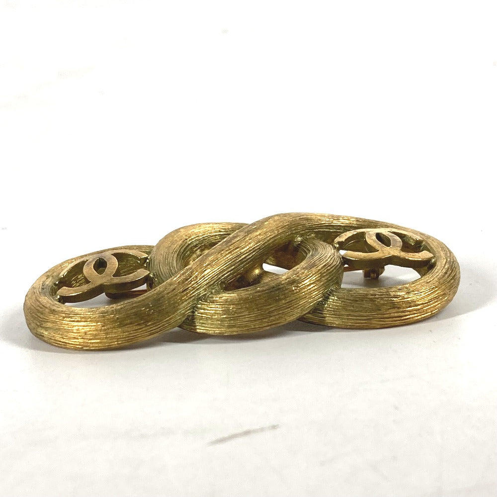 CHANEL Brooch metal gold 95C   CC COCO Mark Double Women  d