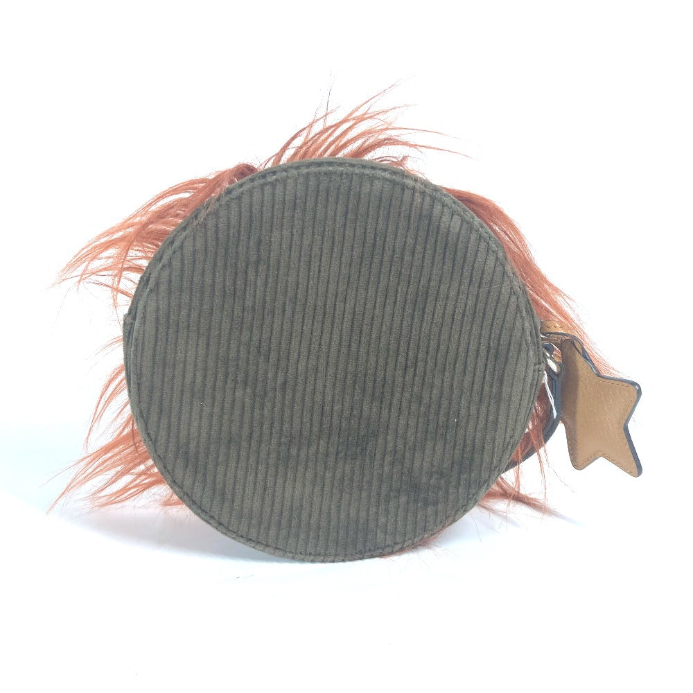 GUCCI Clutch bag 704806 Fur, Leather, Suede Brown GG Lion Lion Round Women