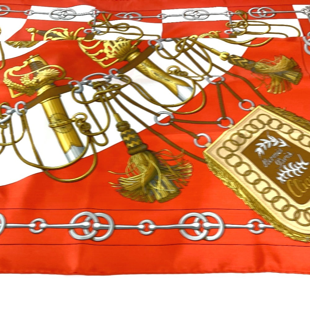 HERMES scarf silk Orange Carre90 Cliquetis tick sword pattern Women  d