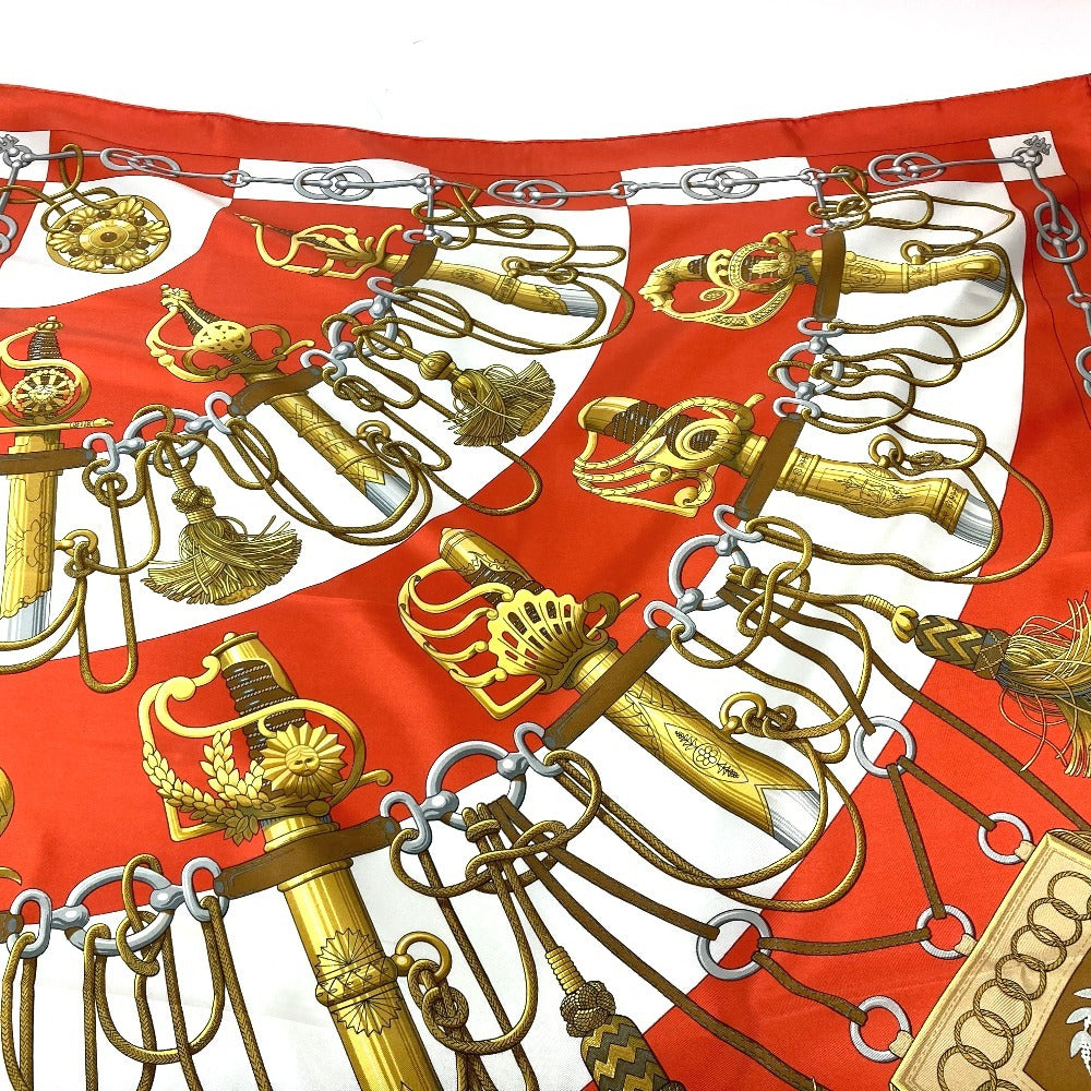 HERMES scarf silk Orange Carre90 Cliquetis tick sword pattern Women  d