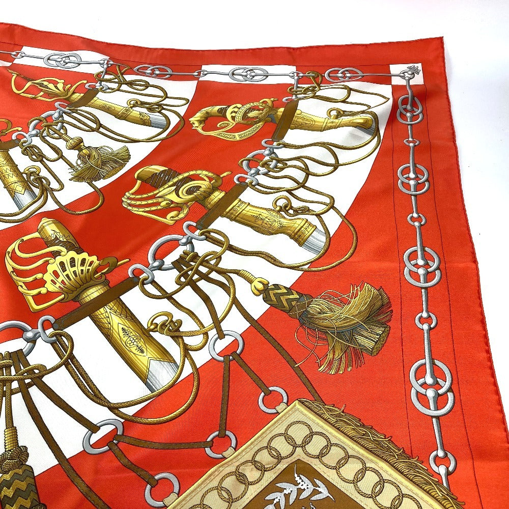 HERMES scarf silk Orange Carre90 Cliquetis tick sword pattern Women  d