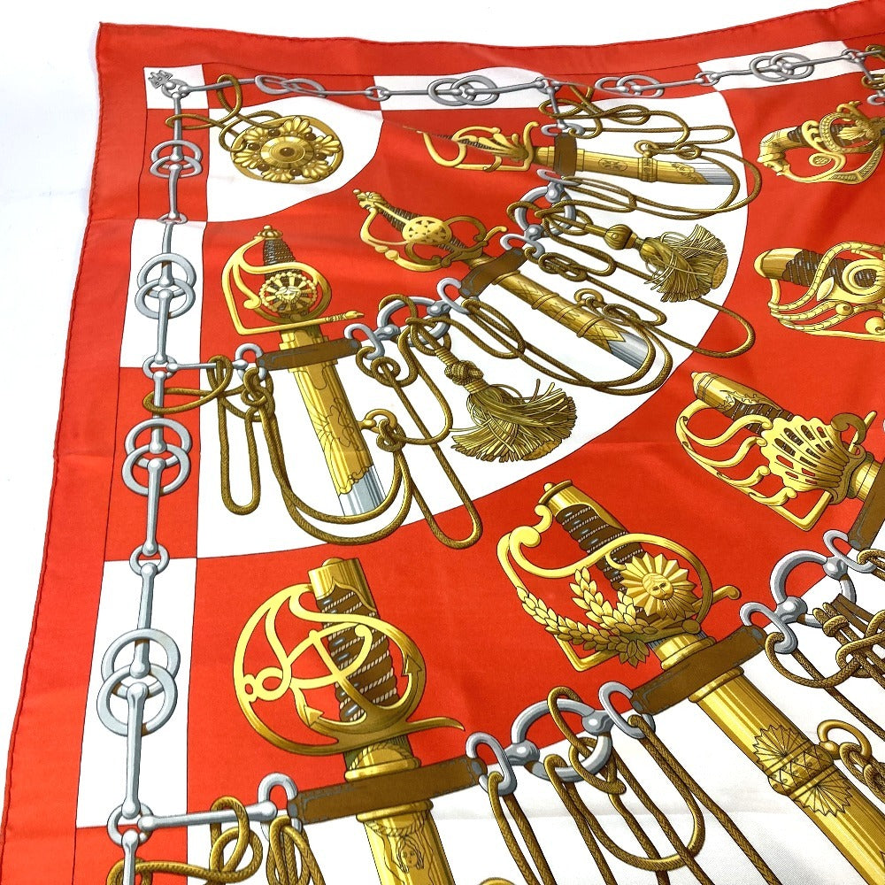 HERMES scarf silk Orange Carre90 Cliquetis tick sword pattern Women  d