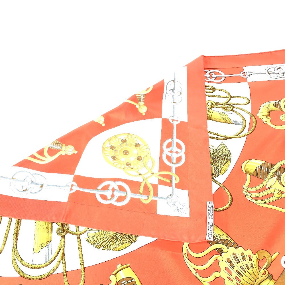 HERMES scarf silk Orange Carre90 Cliquetis tick sword pattern Women  d