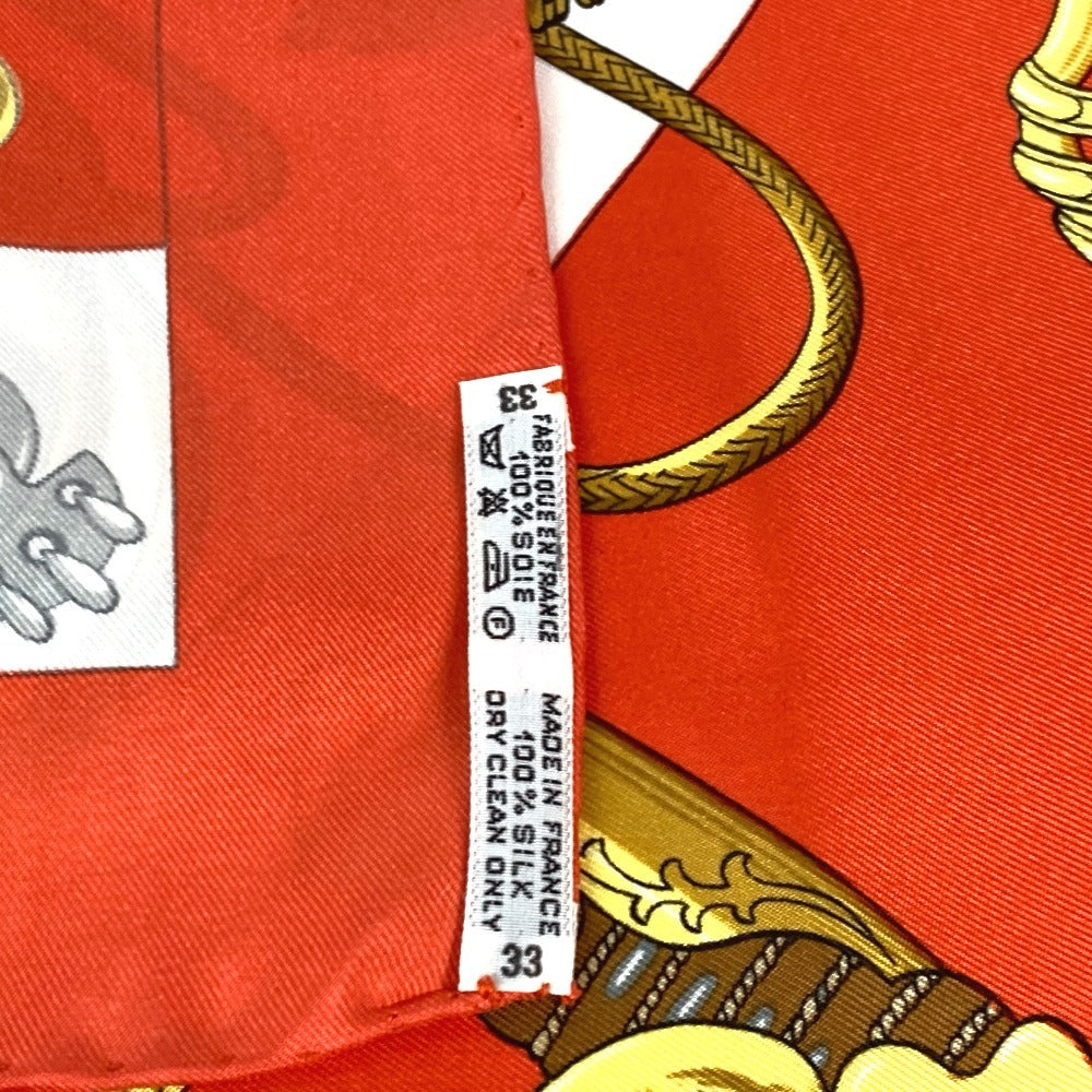 HERMES scarf silk Orange Carre90 Cliquetis tick sword pattern Women  d