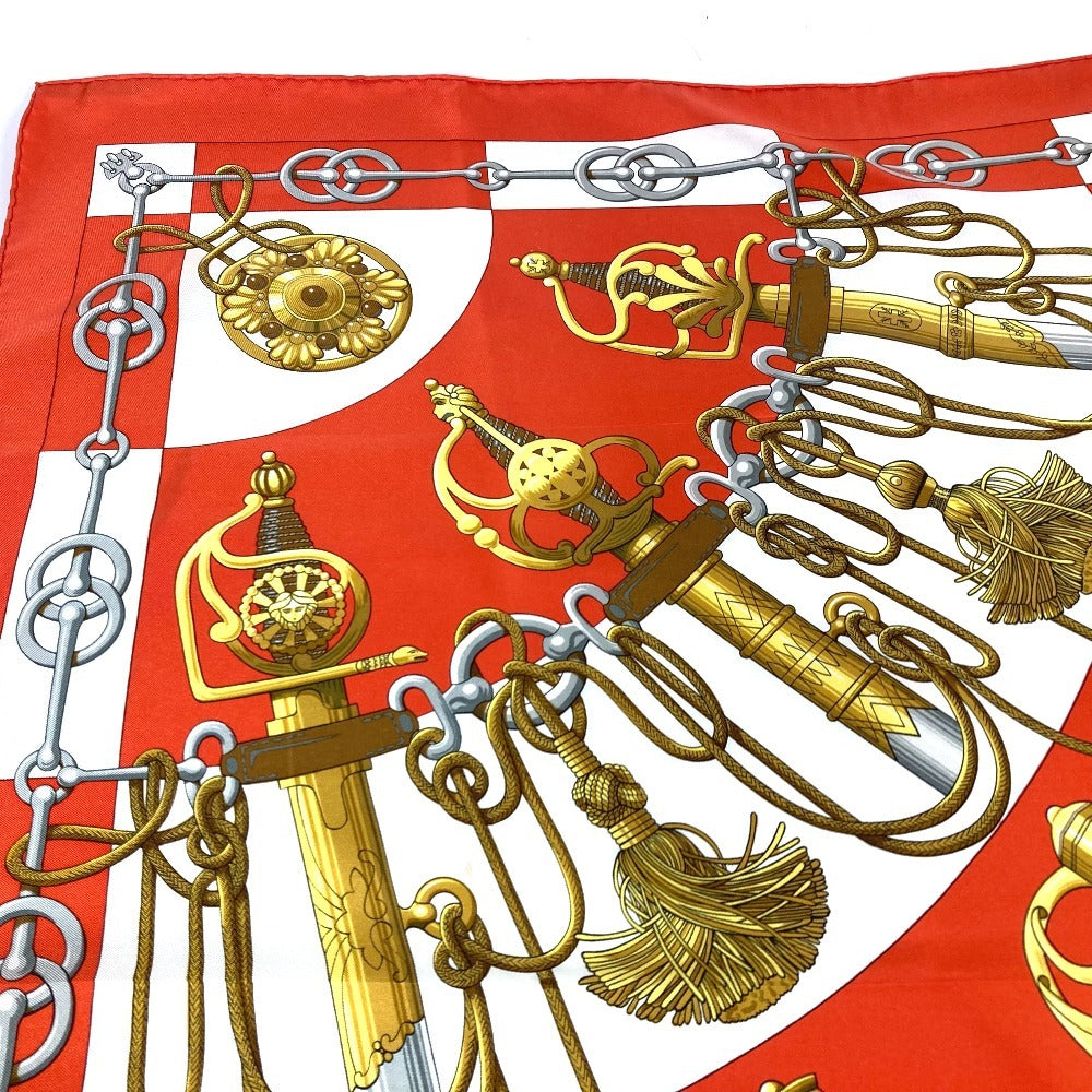 HERMES scarf silk Orange Carre90 Cliquetis tick sword pattern Women  d
