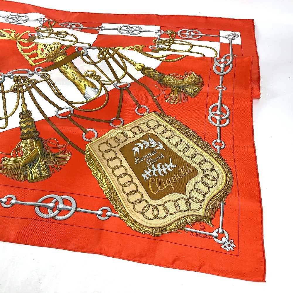 HERMES scarf silk Orange Carre90 Cliquetis tick sword pattern Women  d