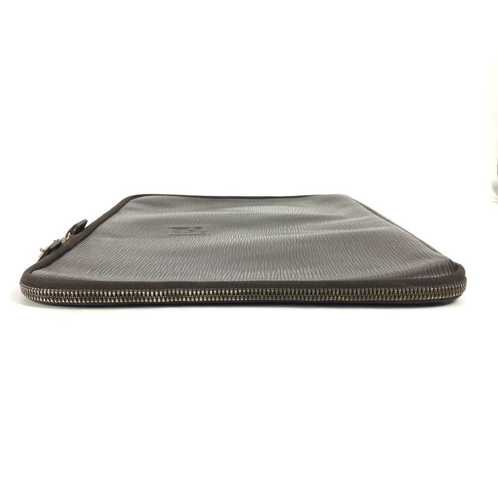 FENDI Clutch bag leather Brown   FF logo Women