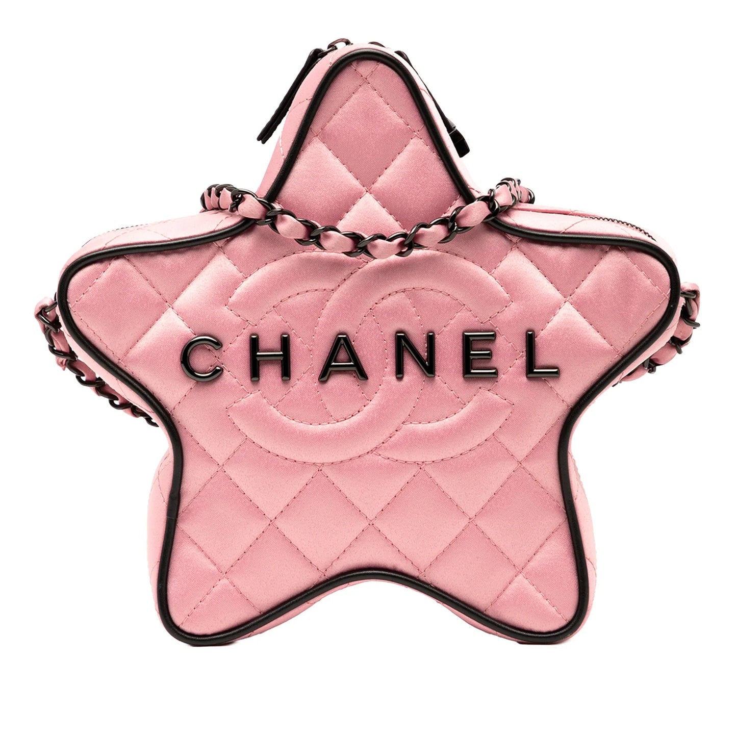 Pink Chanel Quilted Satin Walk Of Fame Star Crossbody