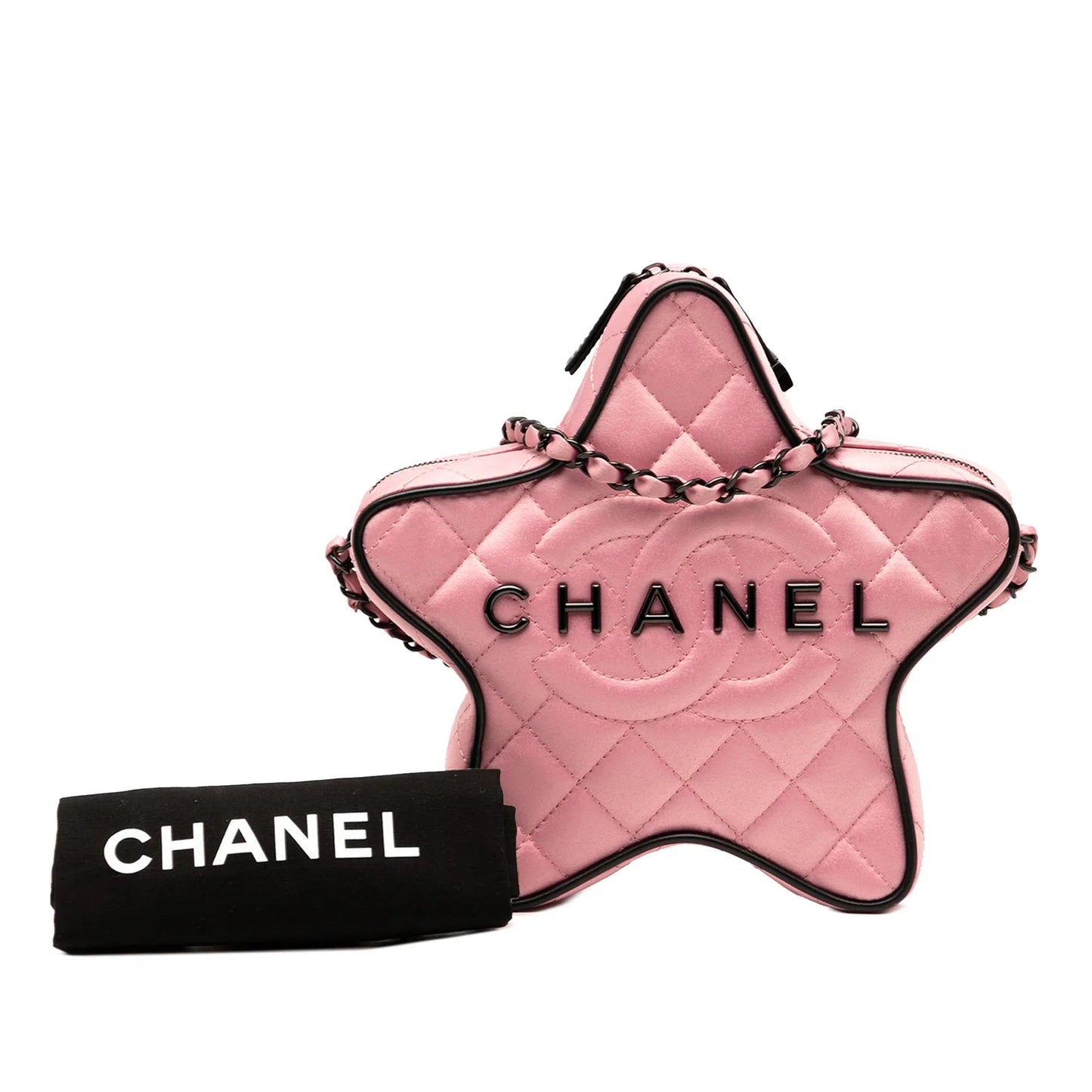 Pink Chanel Quilted Satin Walk Of Fame Star Crossbody