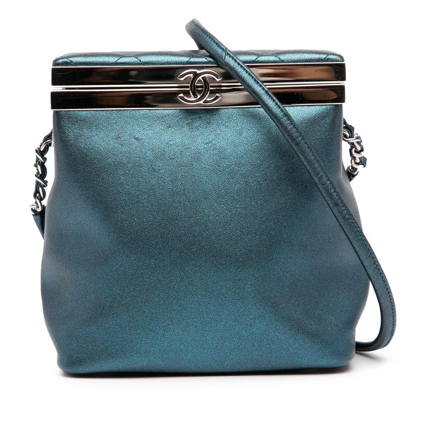 Blue Chanel CC Metallic Calfskin Vanity Bag