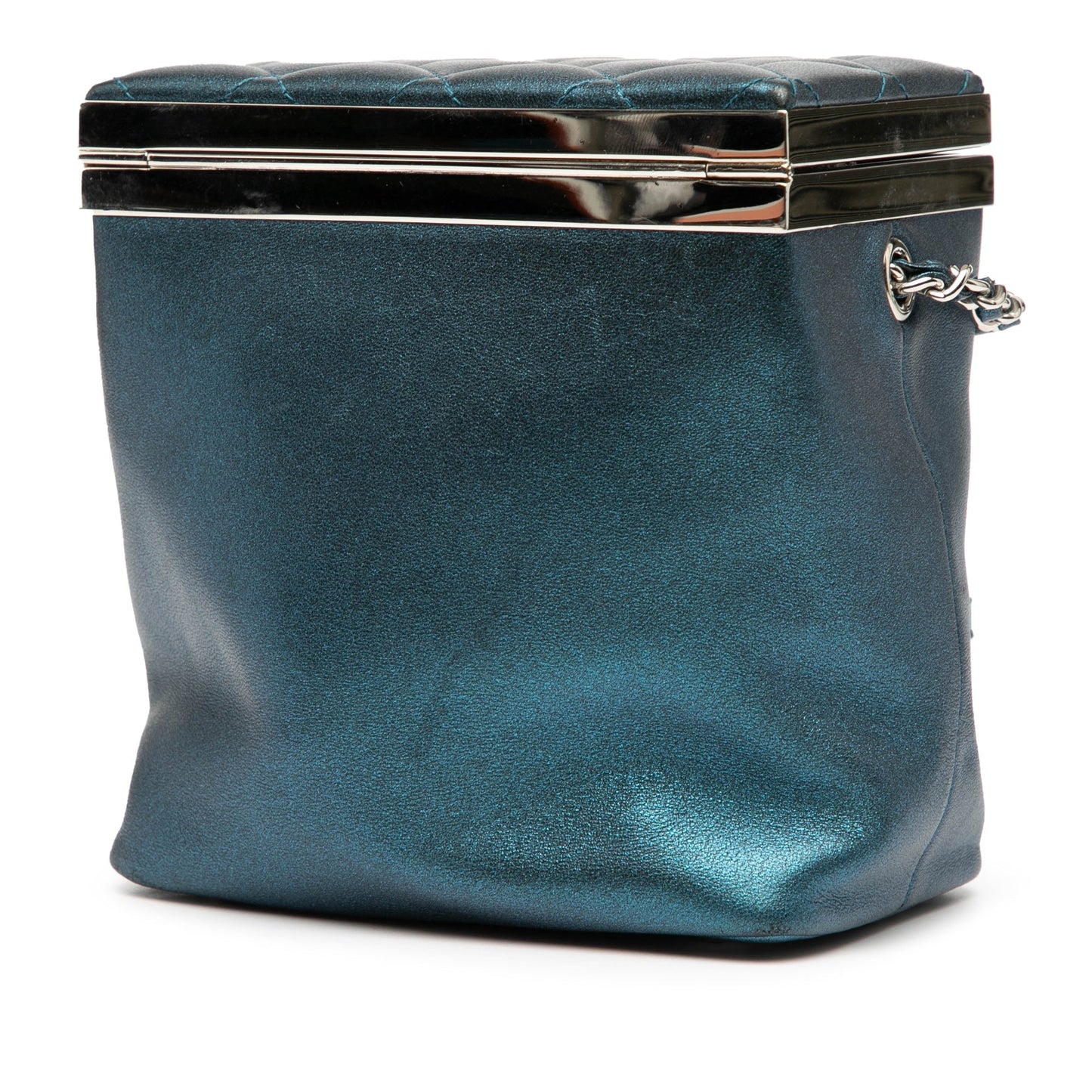 Blue Chanel CC Metallic Calfskin Vanity Bag