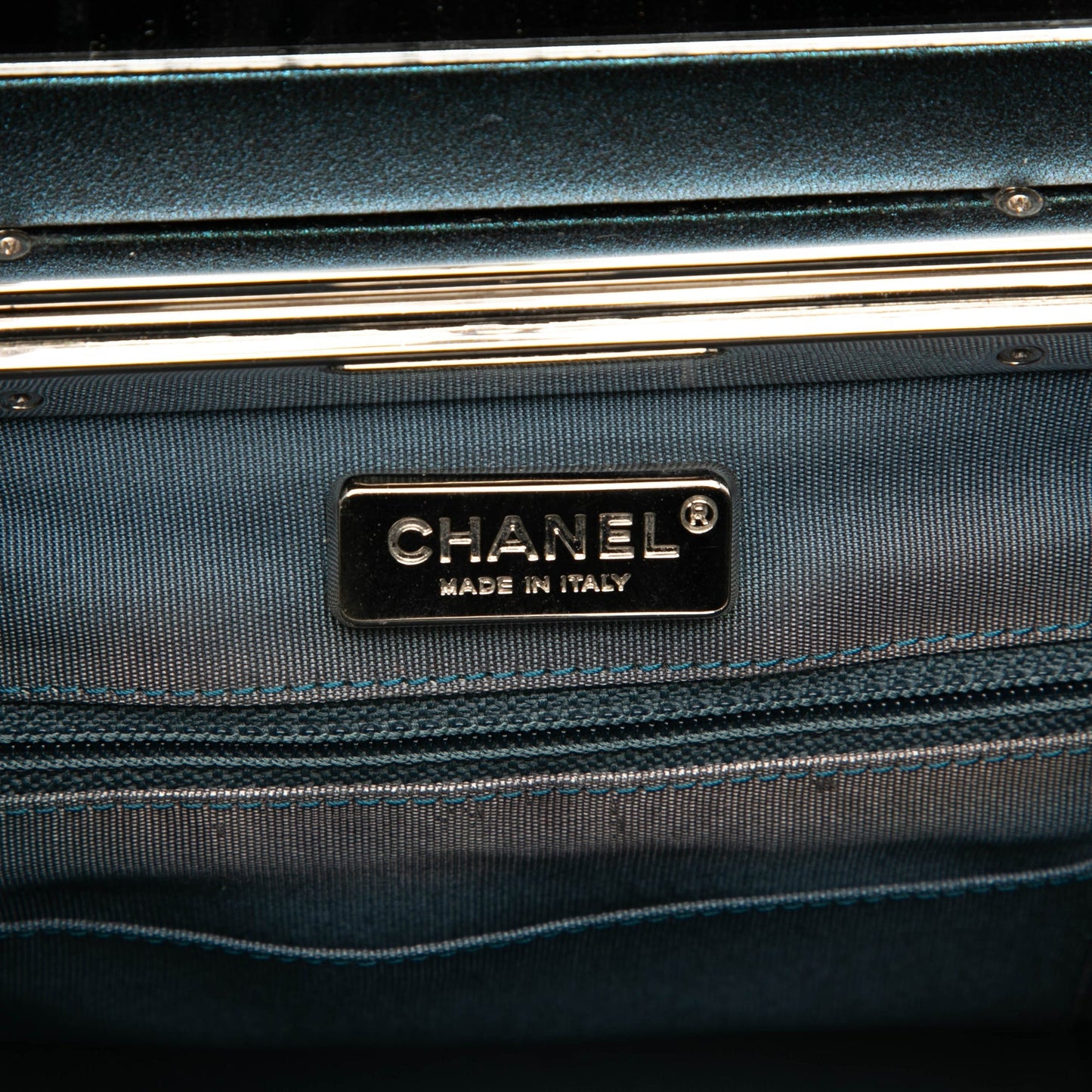 Blue Chanel CC Metallic Calfskin Vanity Bag