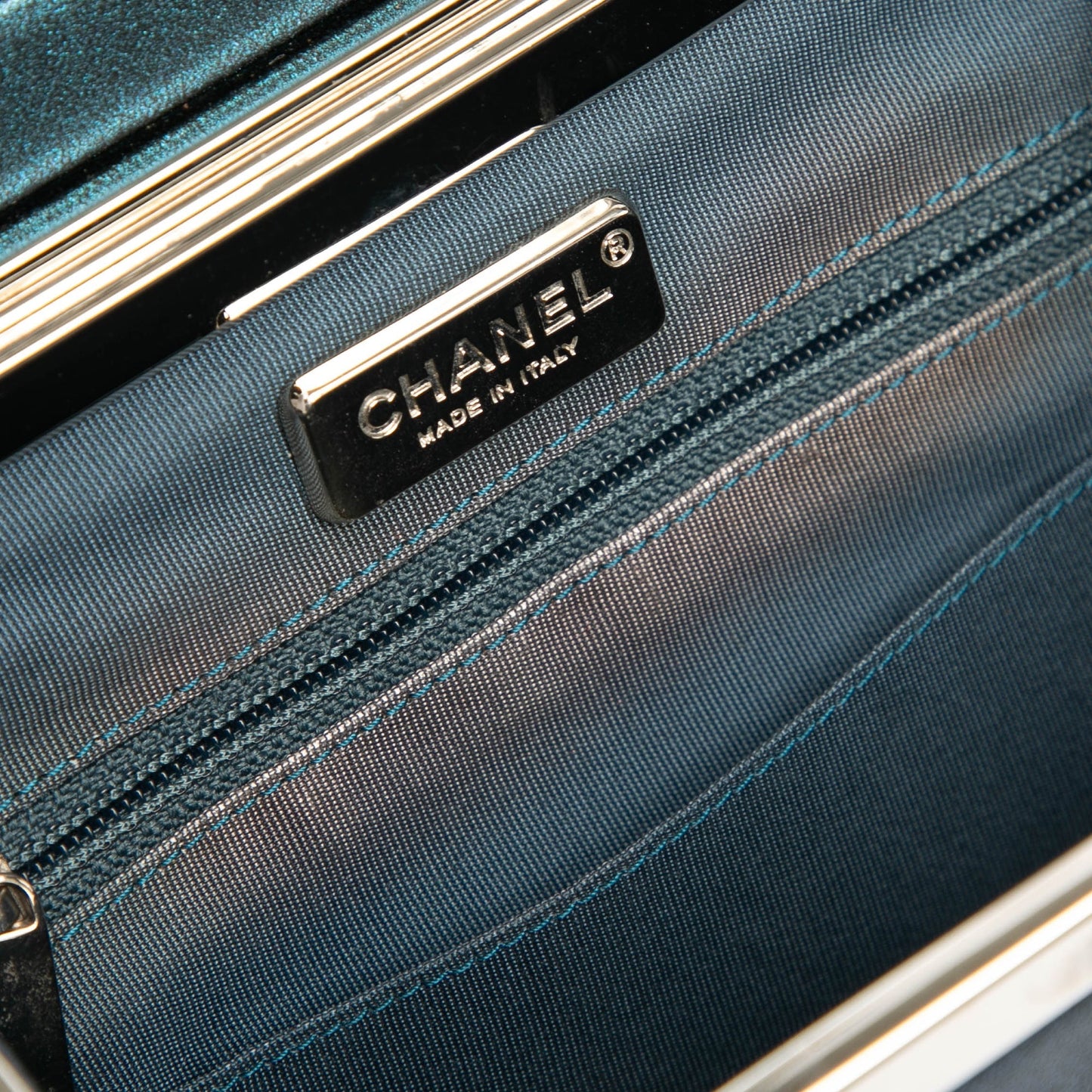 Blue Chanel CC Metallic Calfskin Vanity Bag