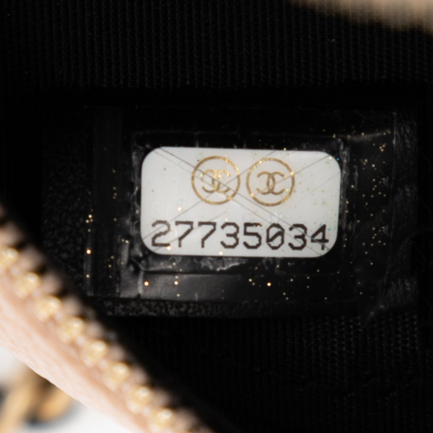 Beige Chanel Caviar CC Filigree Round Crossbody