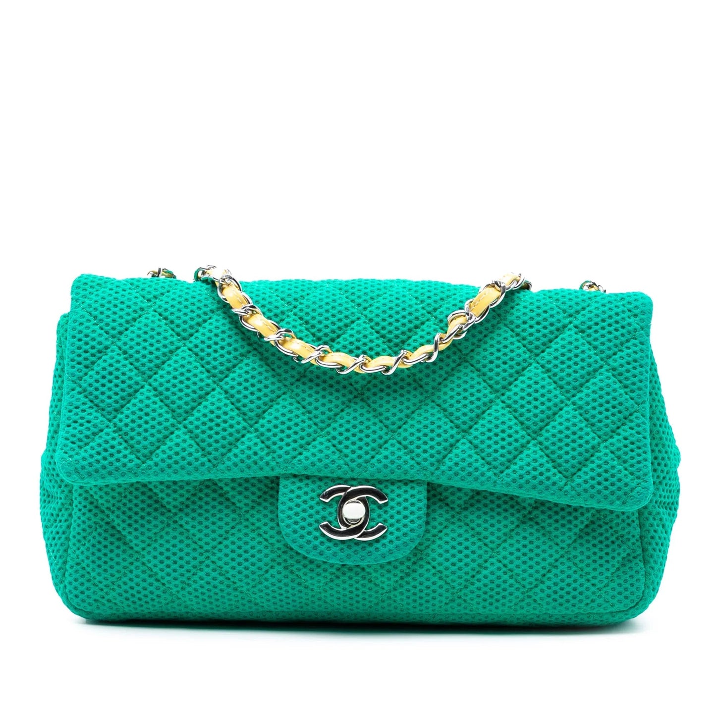 Green Chanel Medium Classic Mesh Single Flap Shoulder Bag