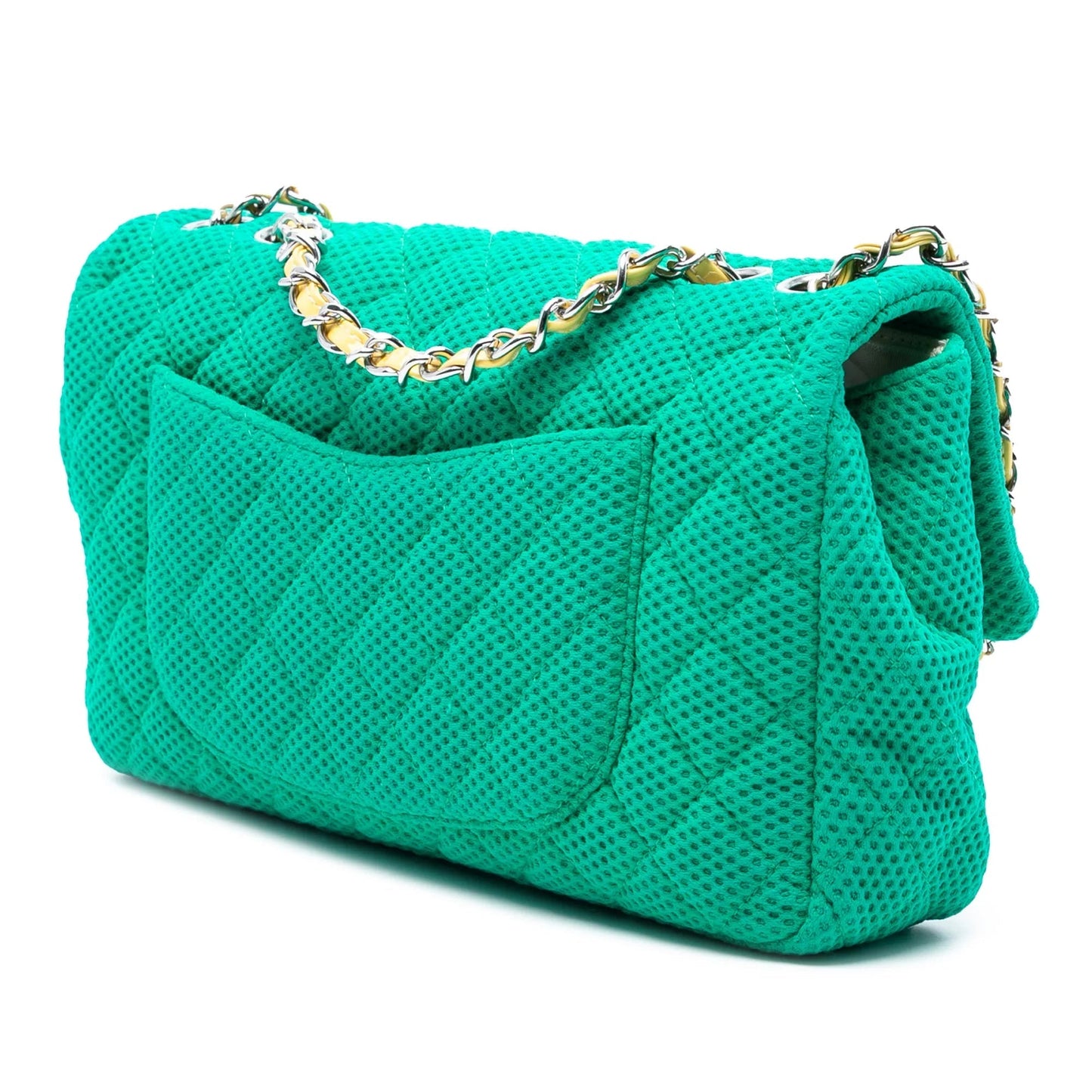 Green Chanel Medium Classic Mesh Single Flap Shoulder Bag