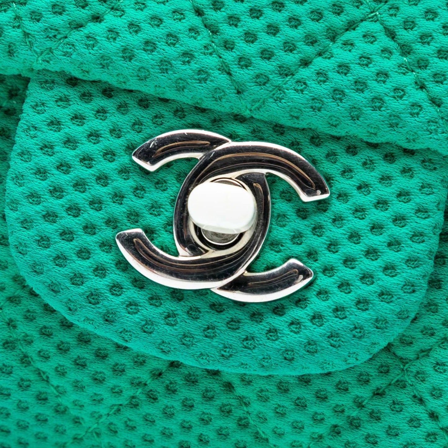 Green Chanel Medium Classic Mesh Single Flap Shoulder Bag