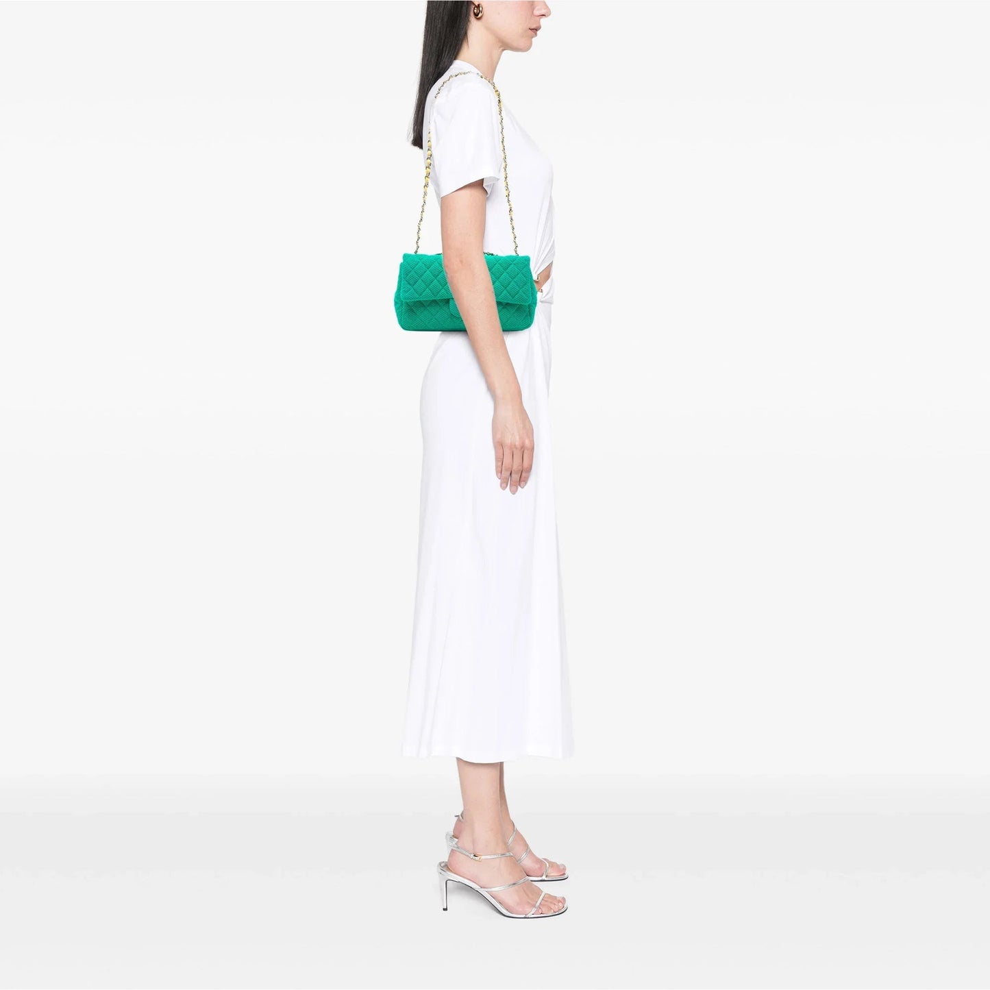 Green Chanel Medium Classic Mesh Single Flap Shoulder Bag