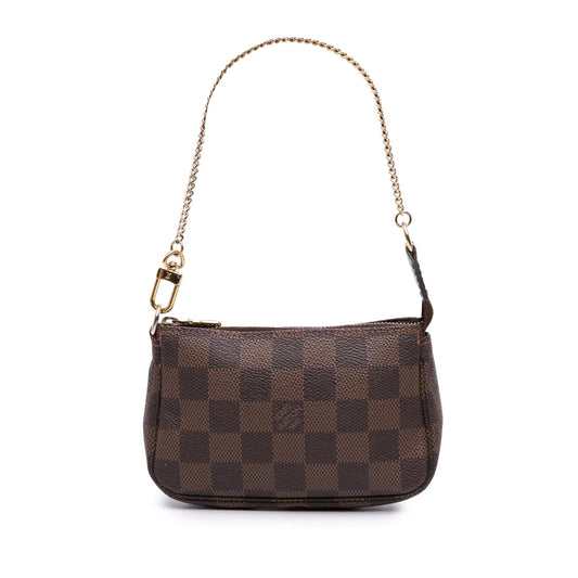 Brown Louis Vuitton Damier Ebene Mini Pochette Accessoires Handbag