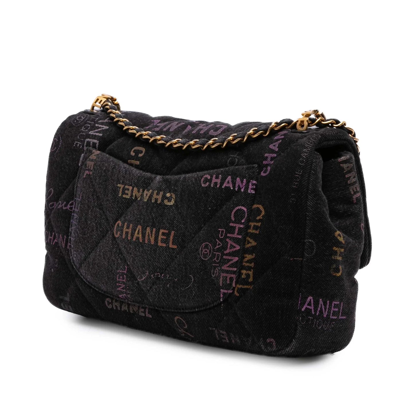 Black Chanel Medium Quilted Denim Mood Flap Crossbody Bag