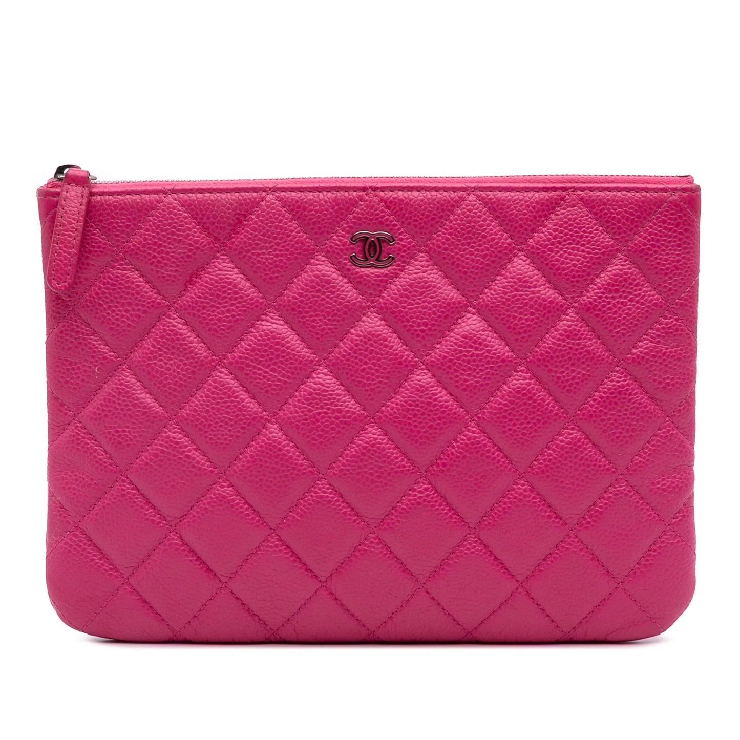 Pink Chanel Small Quilted Caviar O Case Clutch