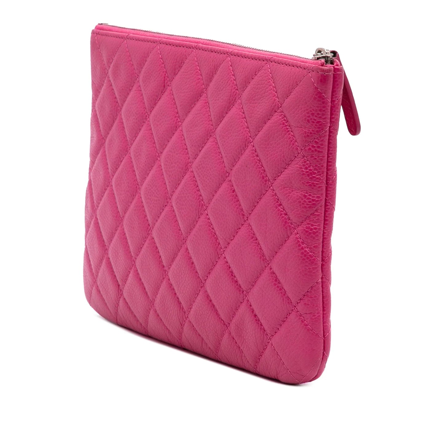Pink Chanel Small Quilted Caviar O Case Clutch