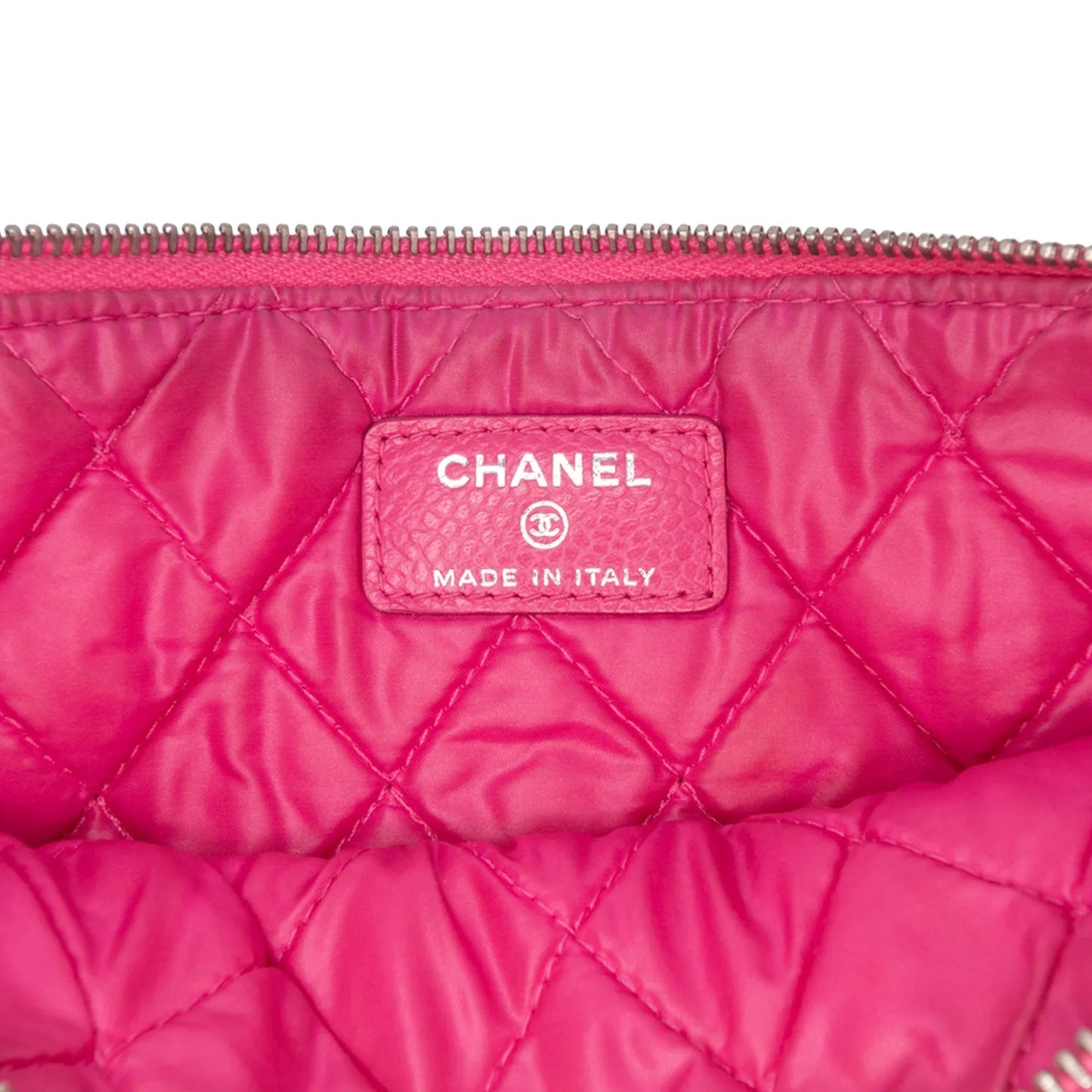 Pink Chanel Small Quilted Caviar O Case Clutch