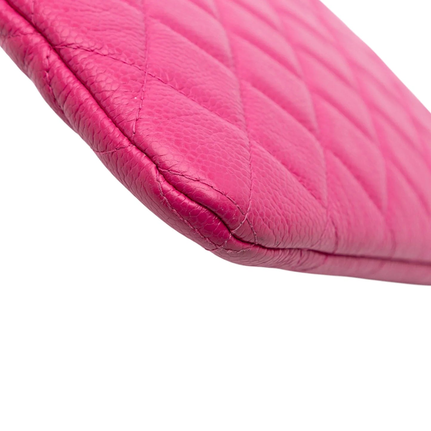 Pink Chanel Small Quilted Caviar O Case Clutch