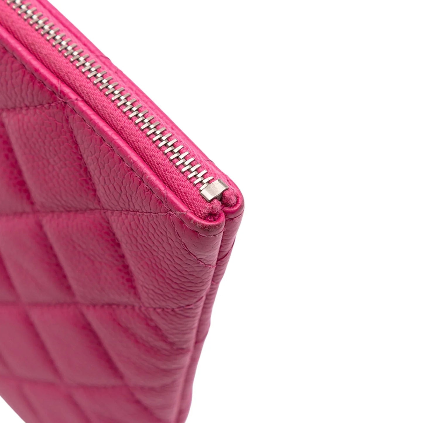 Pink Chanel Small Quilted Caviar O Case Clutch