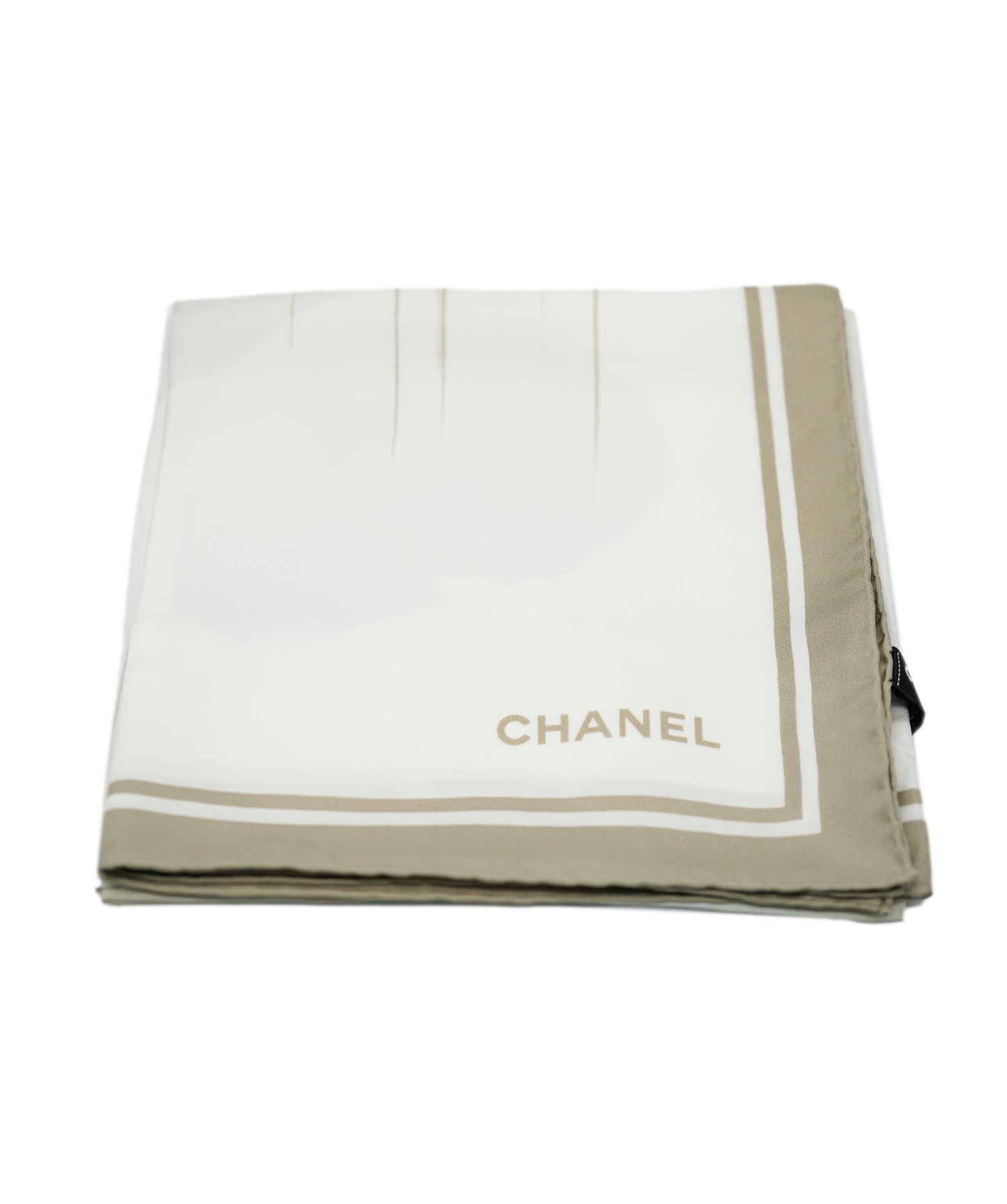 Chanel 90x90 silk scarf, excellent condition, grey with CC  DBXS3788