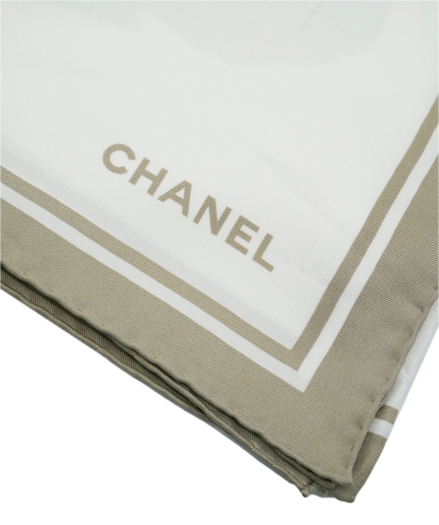 Chanel 90x90 silk scarf, excellent condition, grey with CC  DBXS3788