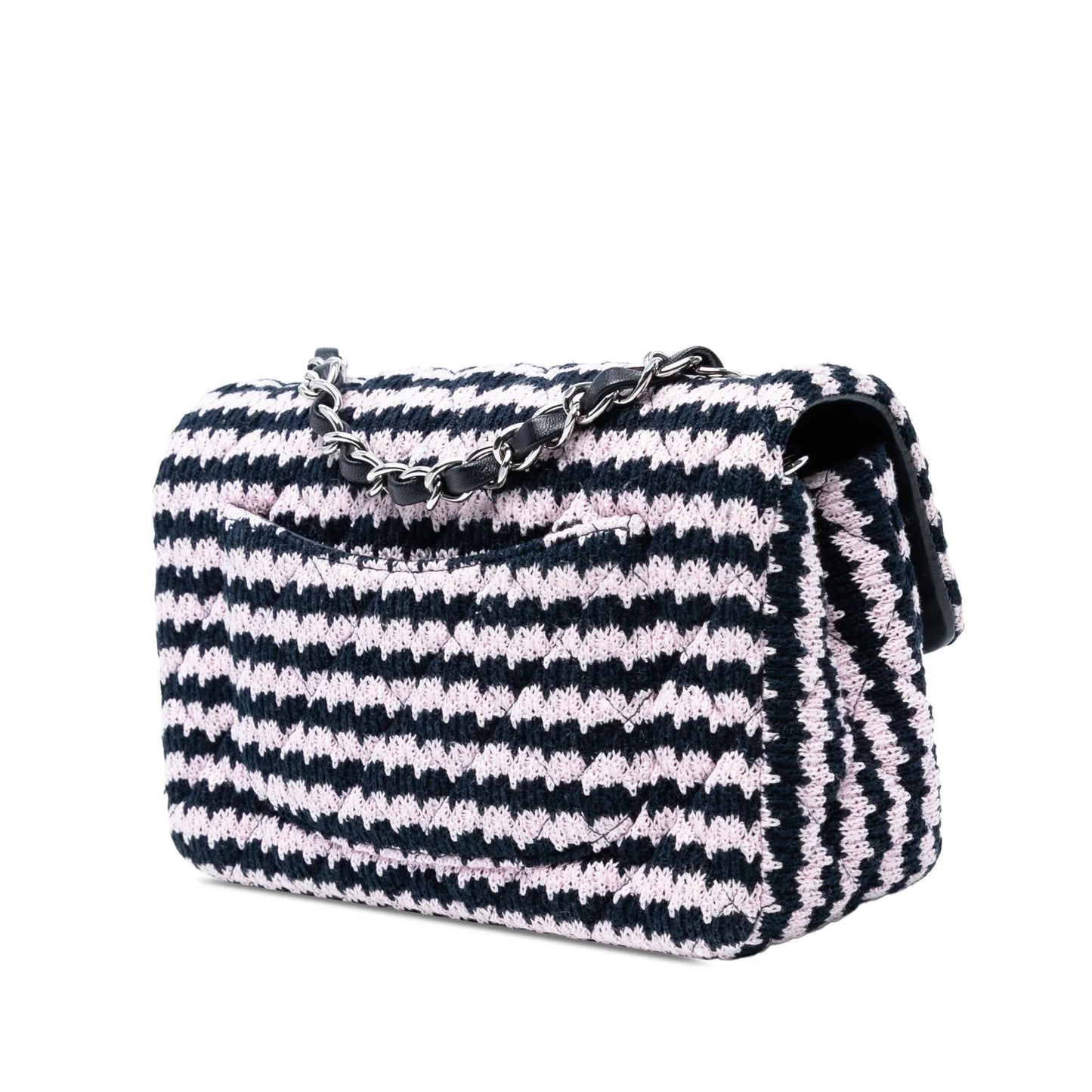 Pink Chanel Mini Rectangular Classic Tweed Single Flap Crossbody Bag