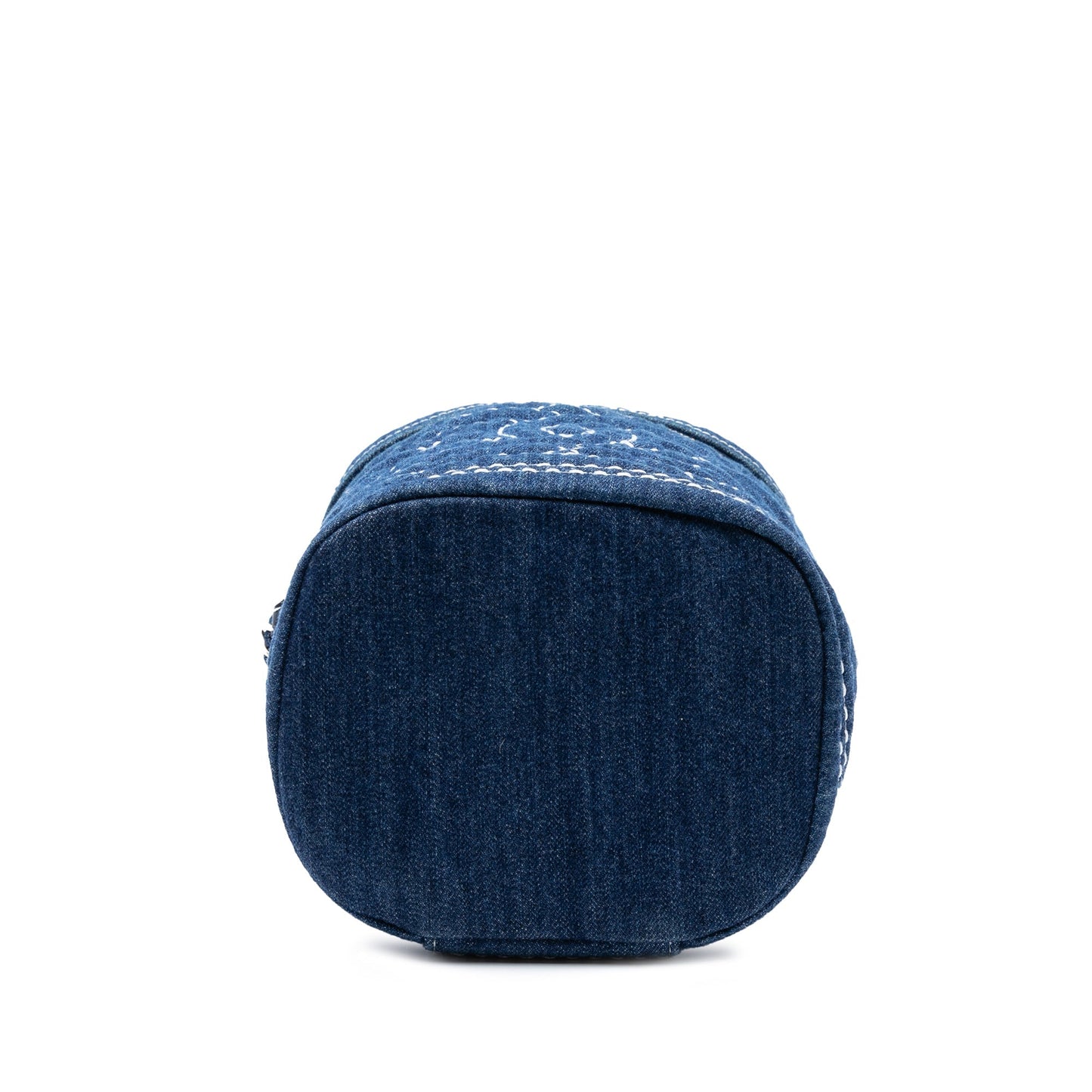 Blue Chanel CC Quilted Denim Trip Vanity Case with Chain Satchel