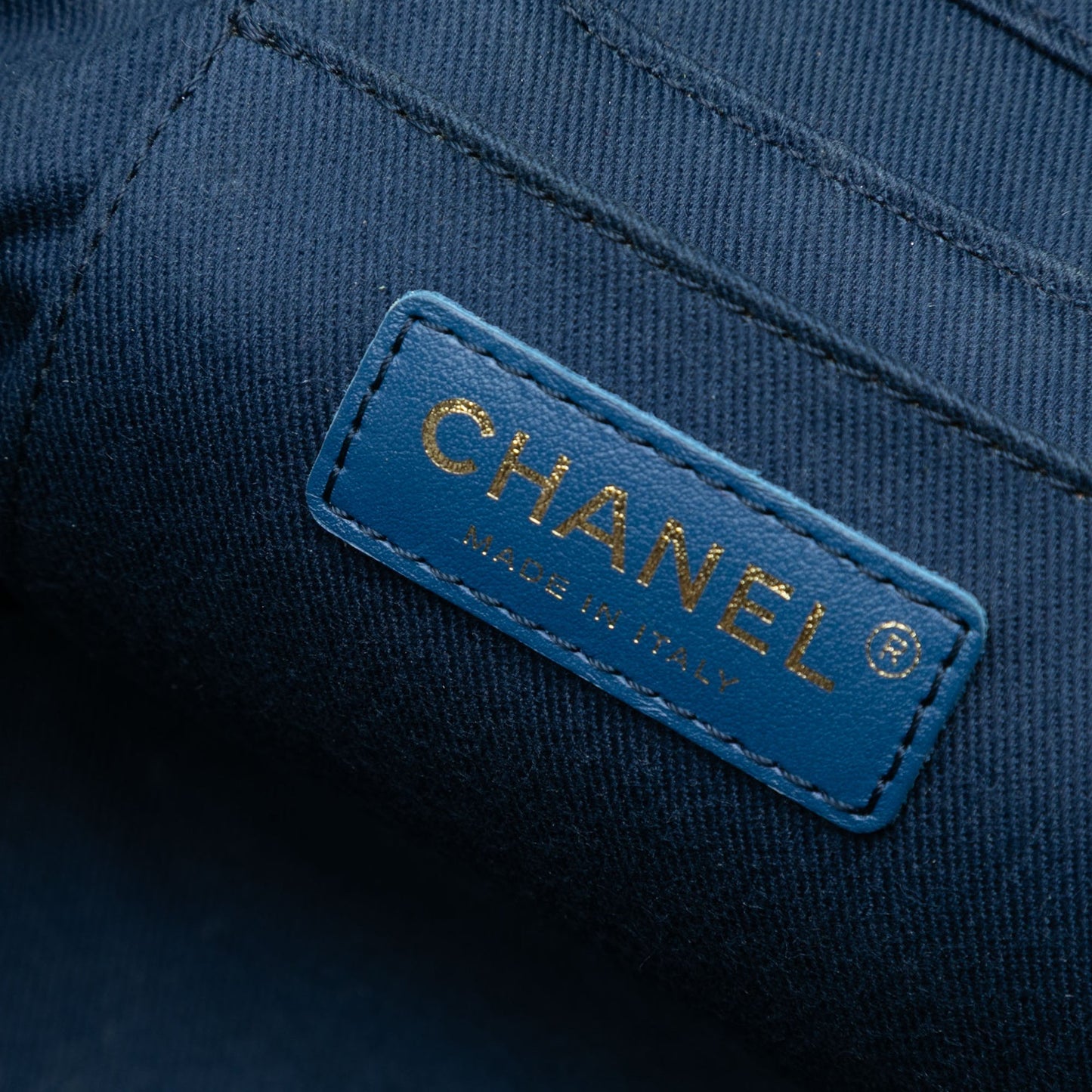Blue Chanel CC Quilted Denim Trip Vanity Case with Chain Satchel