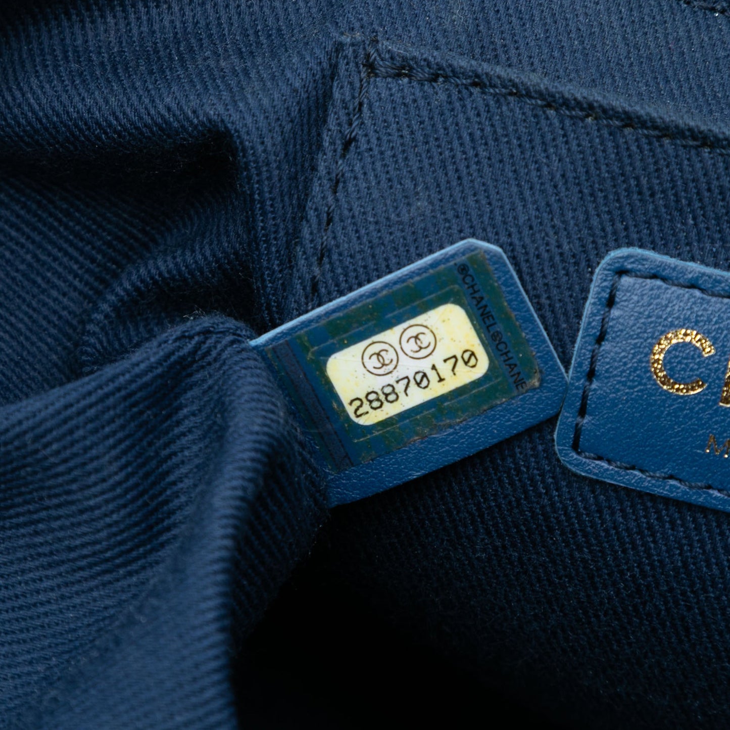 Blue Chanel CC Quilted Denim Trip Vanity Case with Chain Satchel