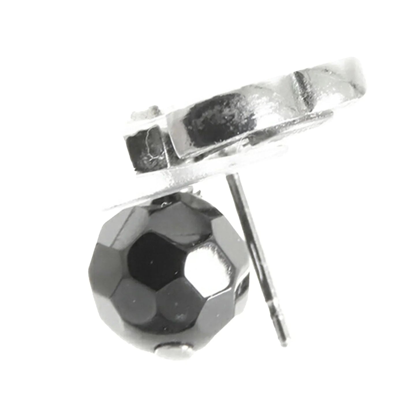 Silver Chanel CC Silver Plated Bead Drop Push Back Earrings