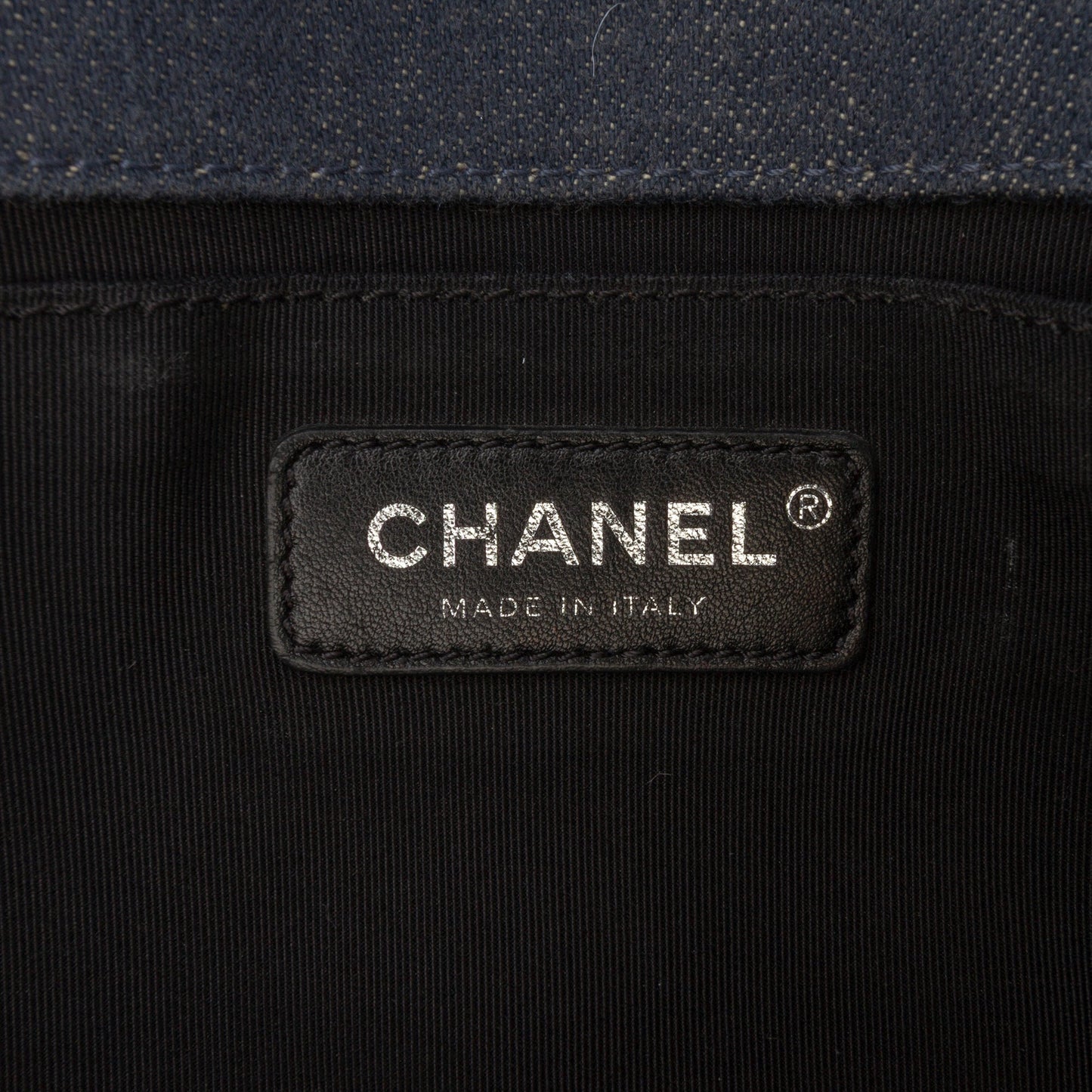 Blue Chanel Medium Embossed Denim Boy Flap Crossbody Bag