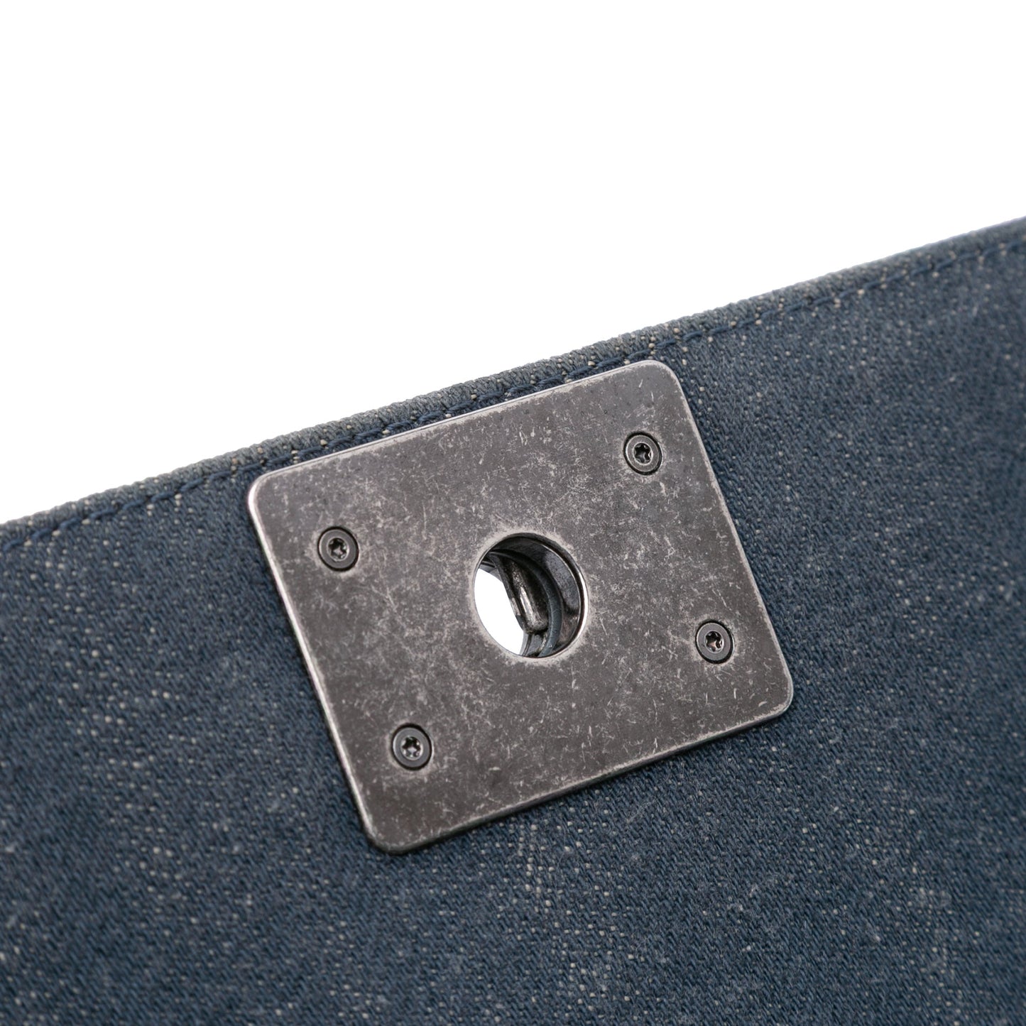 Blue Chanel Medium Embossed Denim Boy Flap Crossbody Bag