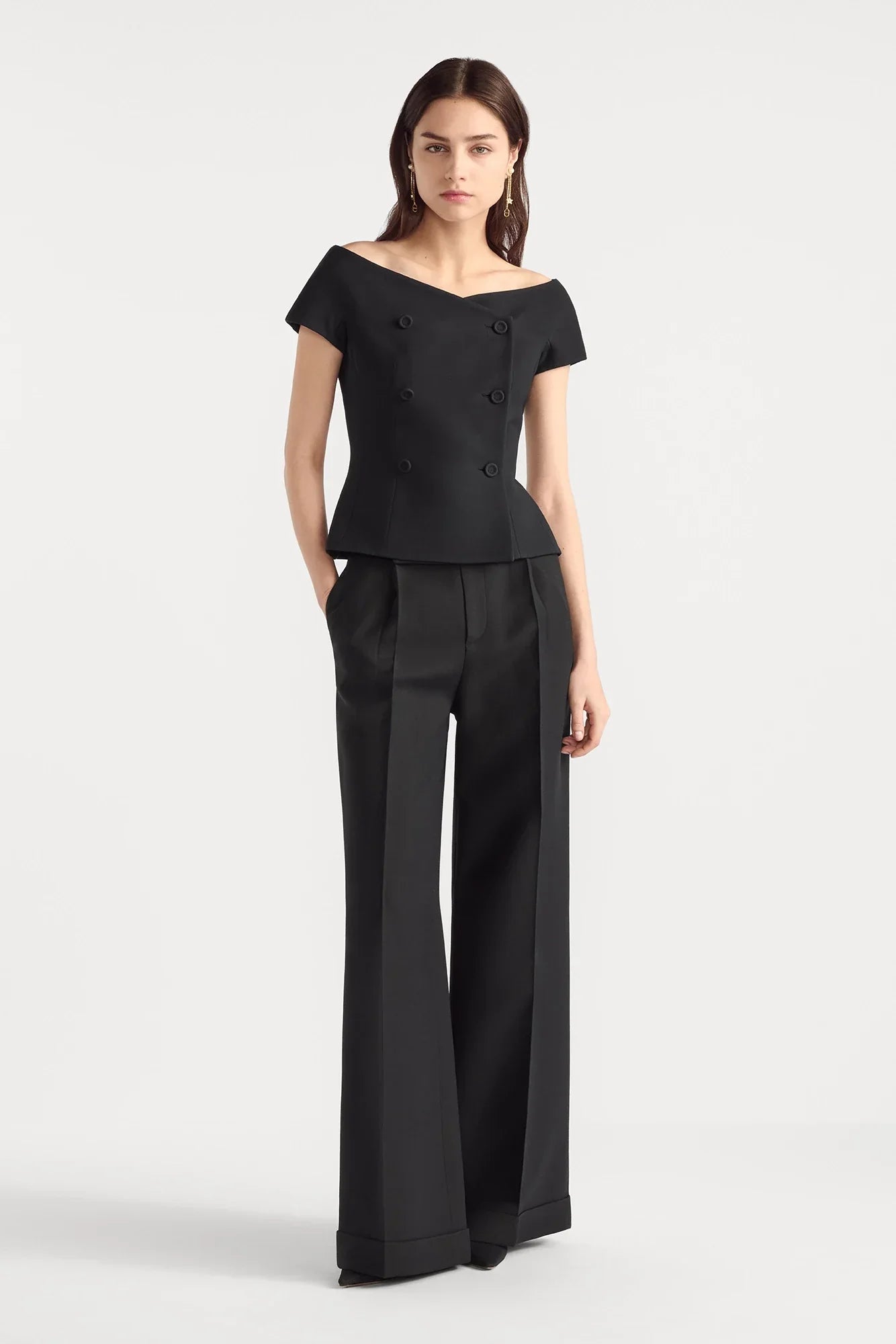 Christian Dior Off Shoulder Barr Jacket with Wide Leg Tro r Set Size UK 14 RRP Jacket £3200 Tro r RRP £1700