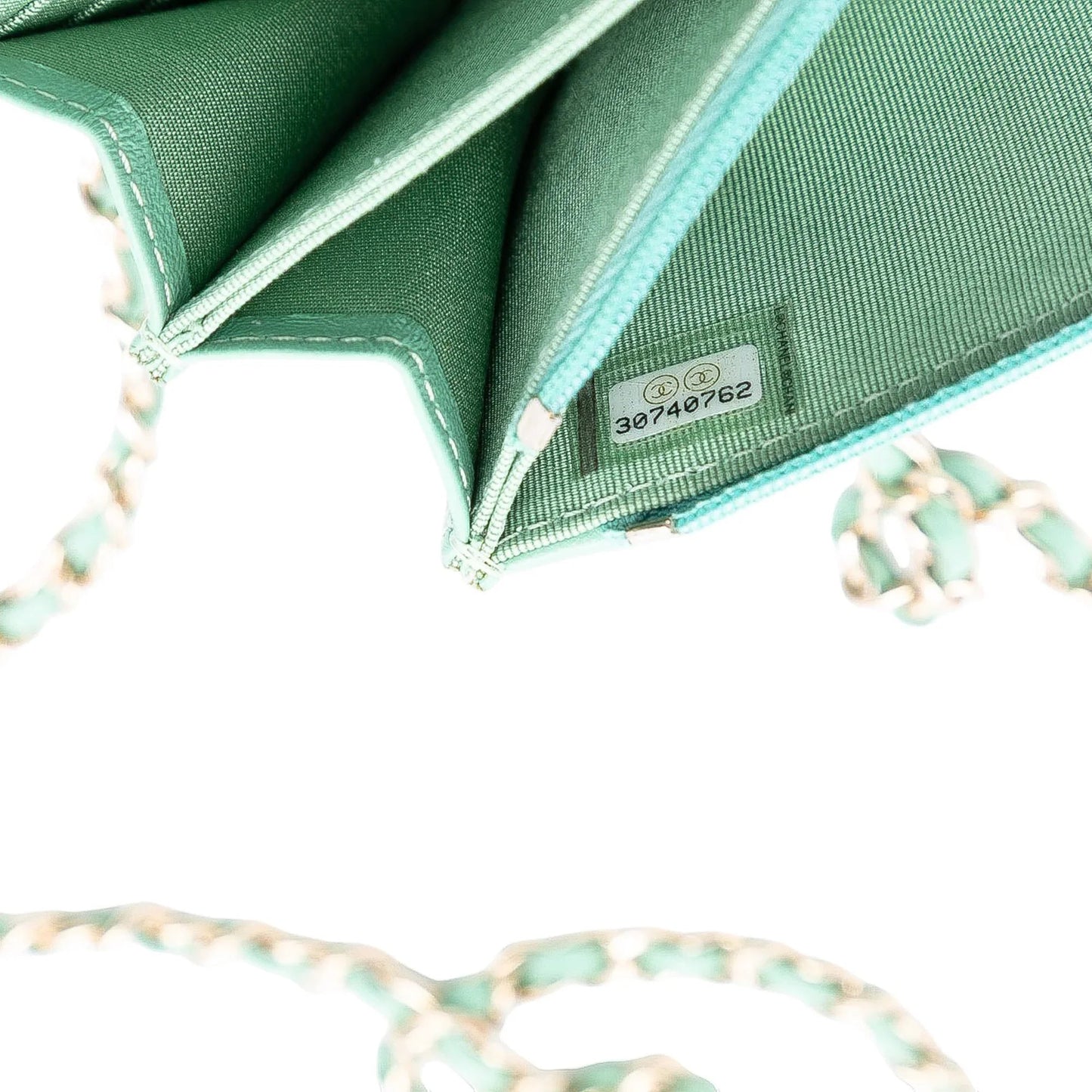 Green Chanel Mini CC Quilted Lambskin Wallet On Chain Crossbody Bag