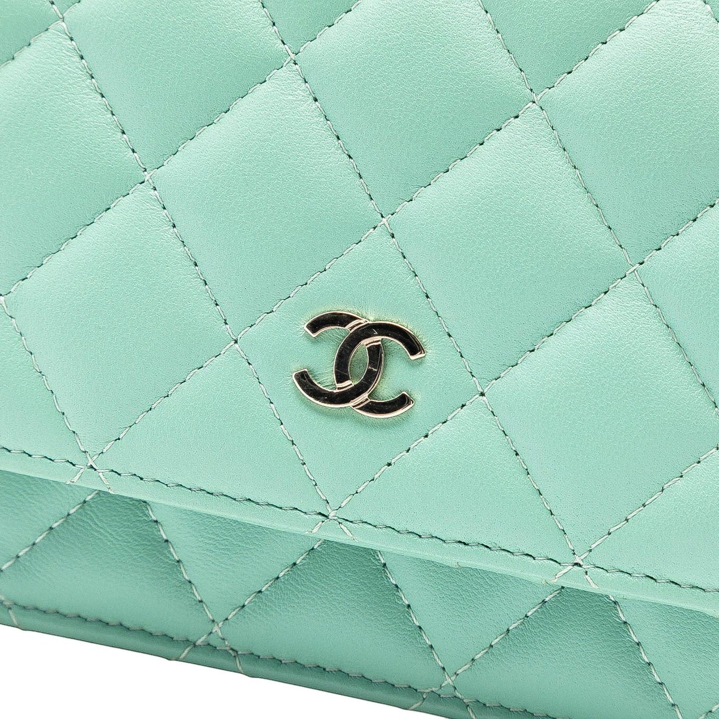 Green Chanel Mini CC Quilted Lambskin Wallet On Chain Crossbody Bag