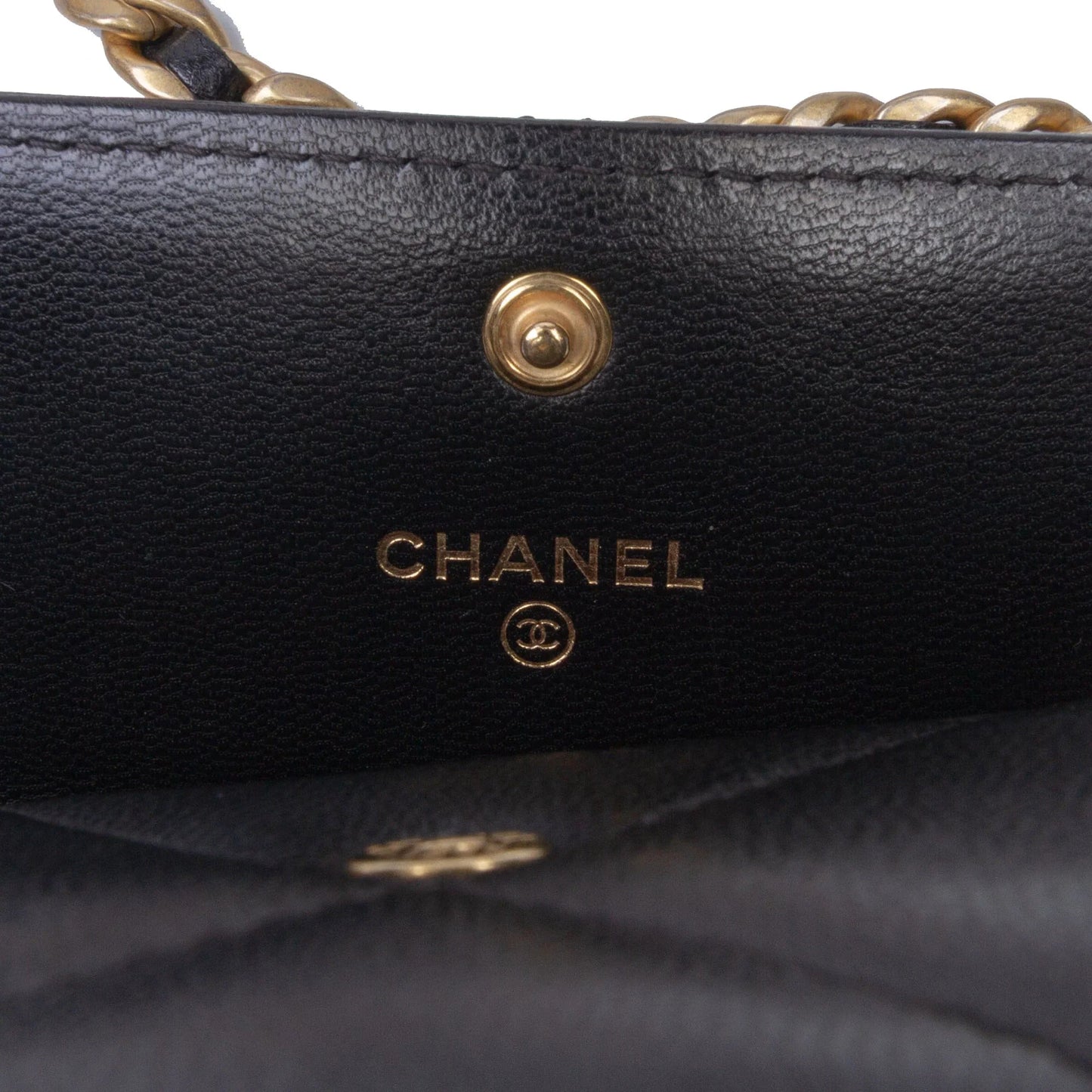 Black Chanel Lambskin 19 Flap Coin Purse With Chain Crossbody Bag