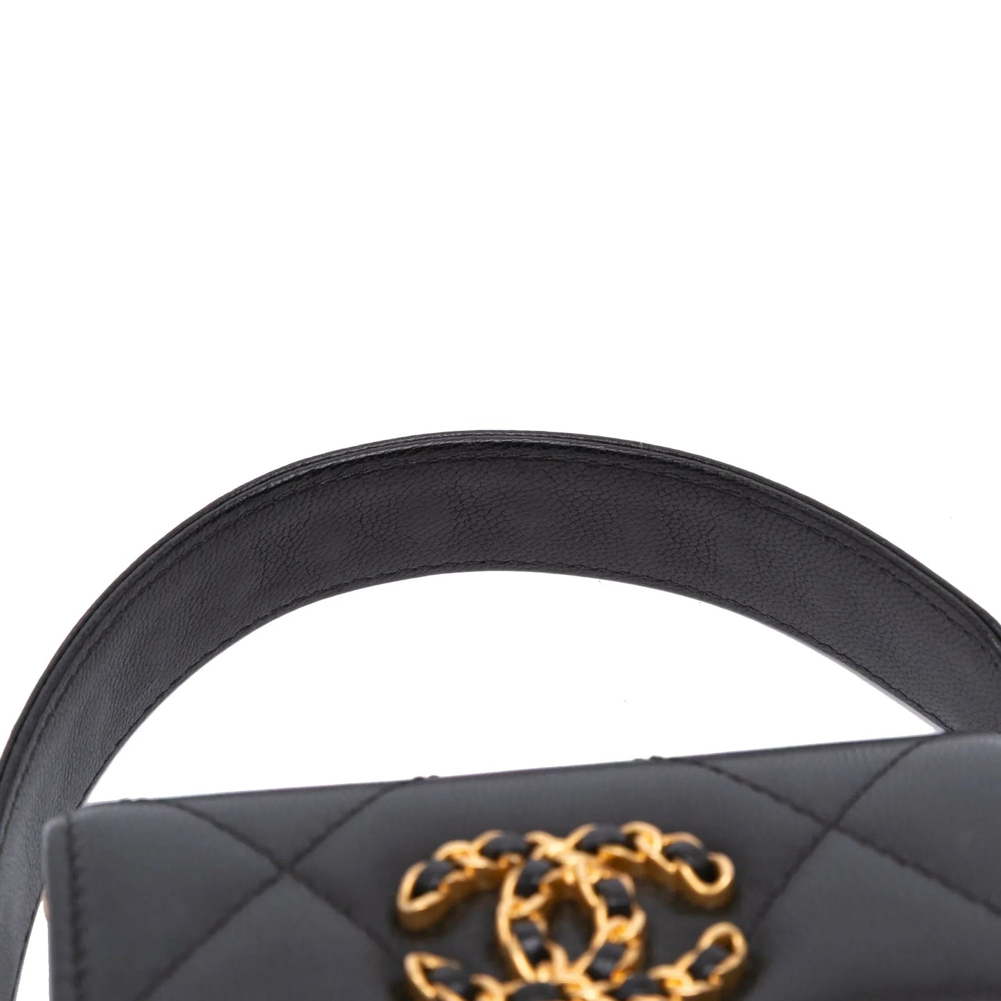 Black Chanel Lambskin 19 Flap Coin Purse With Chain Crossbody Bag