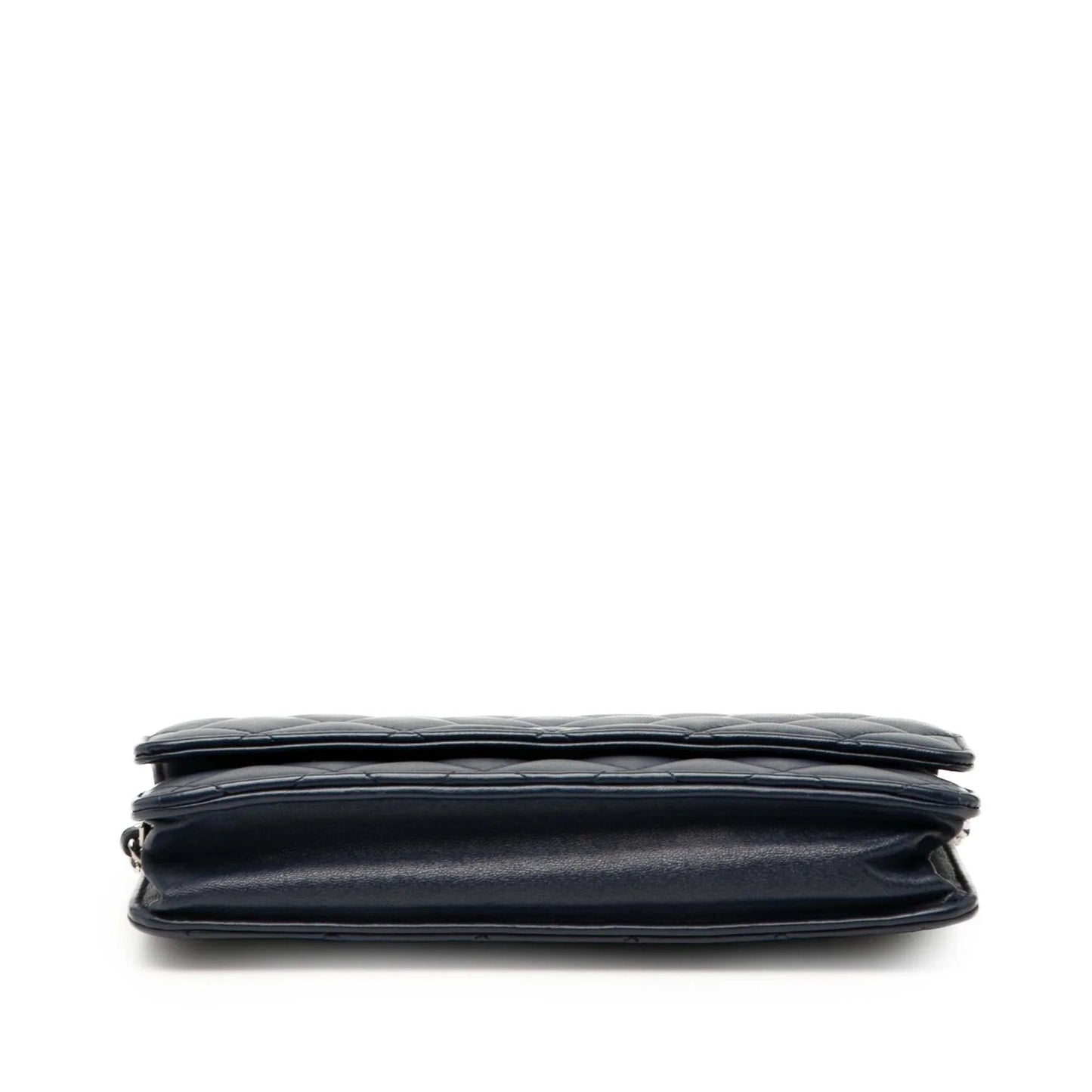 Navy Blue Chanel CC Quilted Lambskin Wallet On Chain Crossbody Bag
