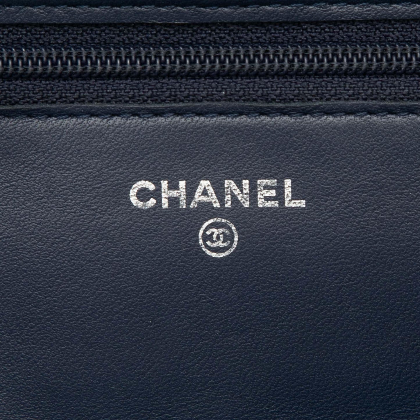 Navy Blue Chanel CC Quilted Lambskin Wallet On Chain Crossbody Bag