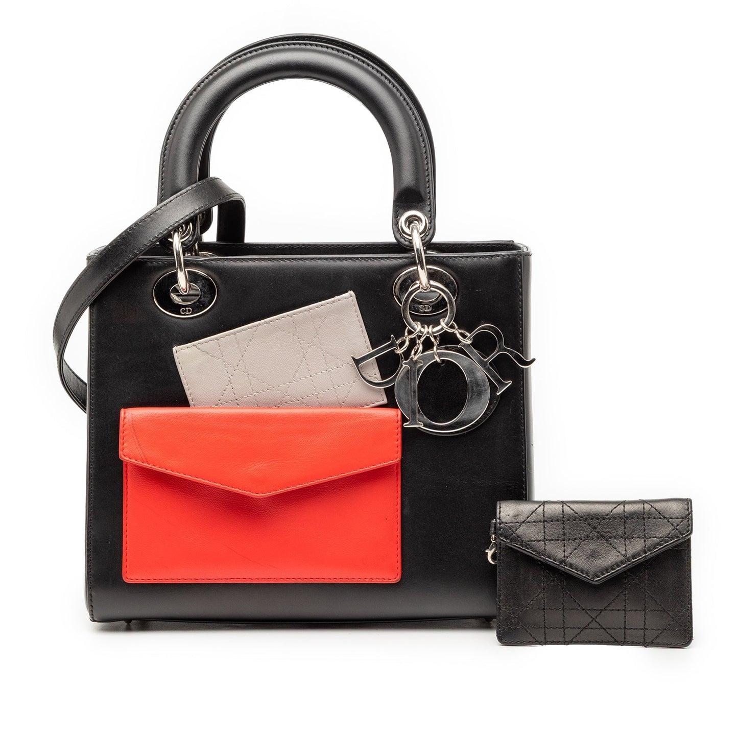 Black Dior Medium Calfskin Pockets Lady Dior Satchel