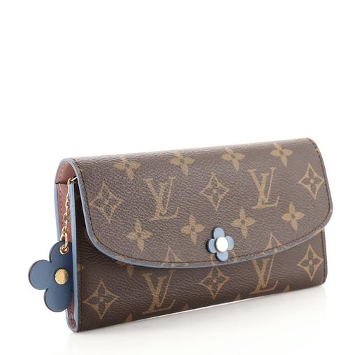 Louis Vuitton Monogram Bloom Flower Emilie Wallet Blue Jean