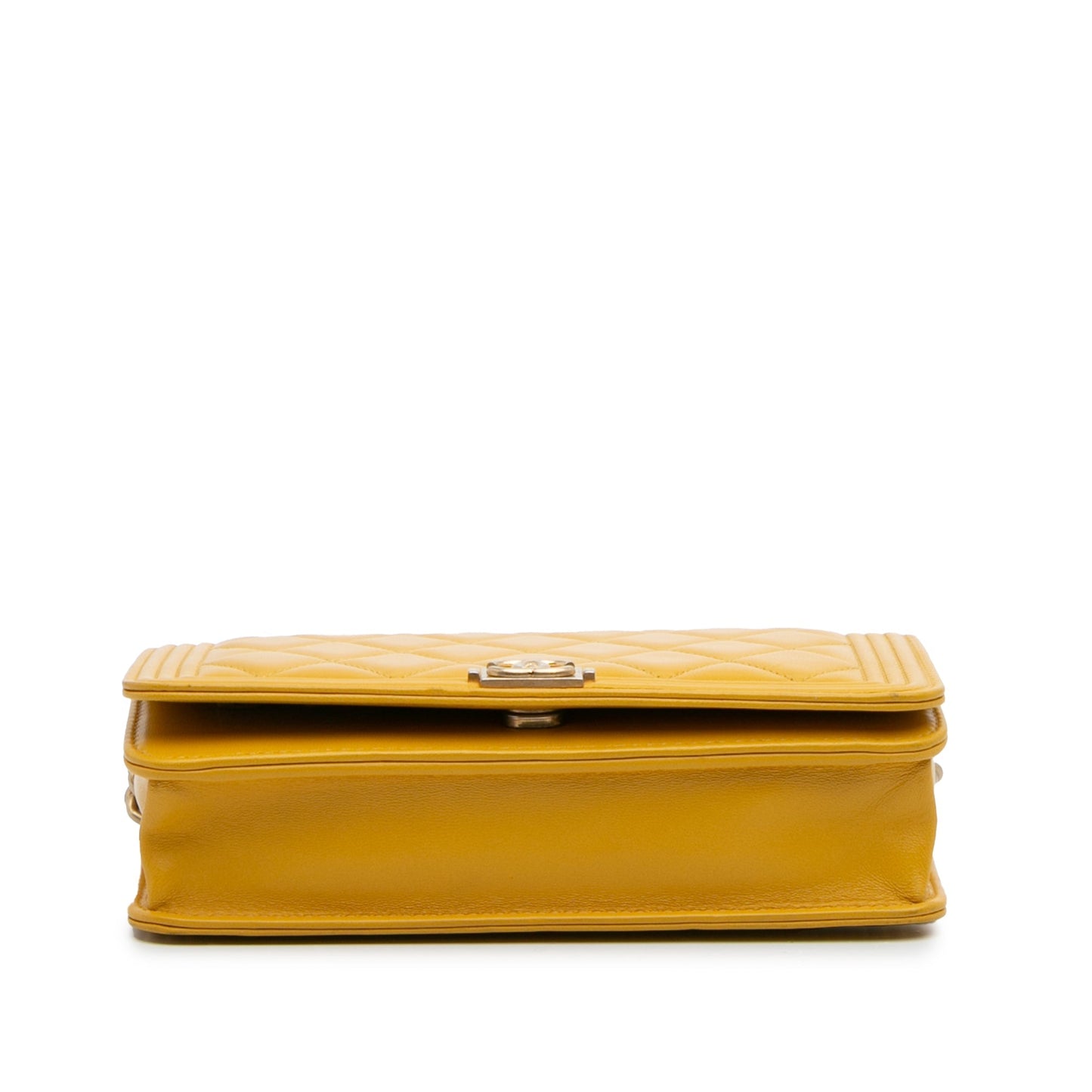 Yellow Chanel Quilted Lambskin Boy Wallet On Chain Crossbody Bag